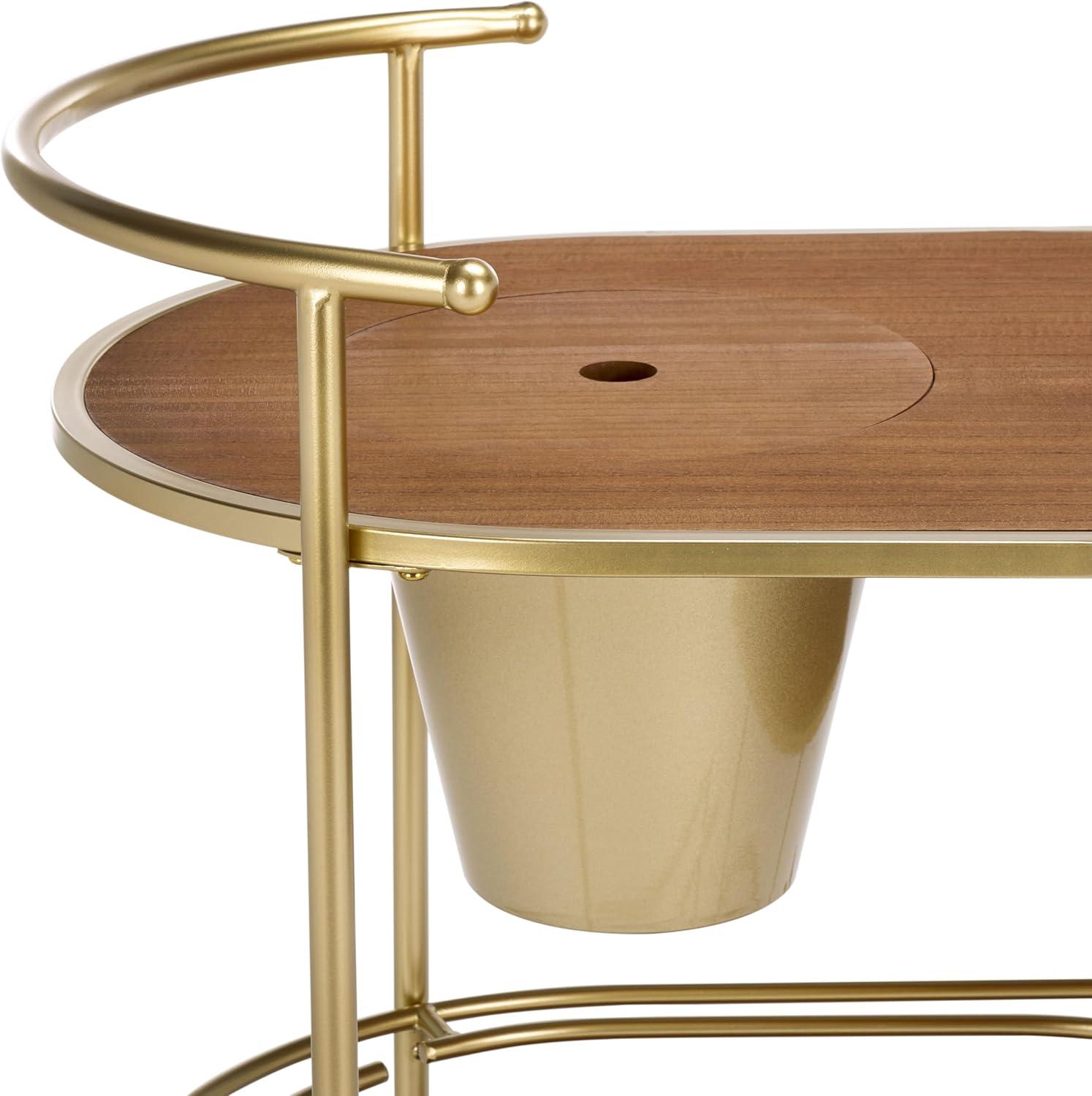 Alora 2 Tier Bar Cart With Bucket - BCT2502A - Brushed Gold/Natural - Safavieh