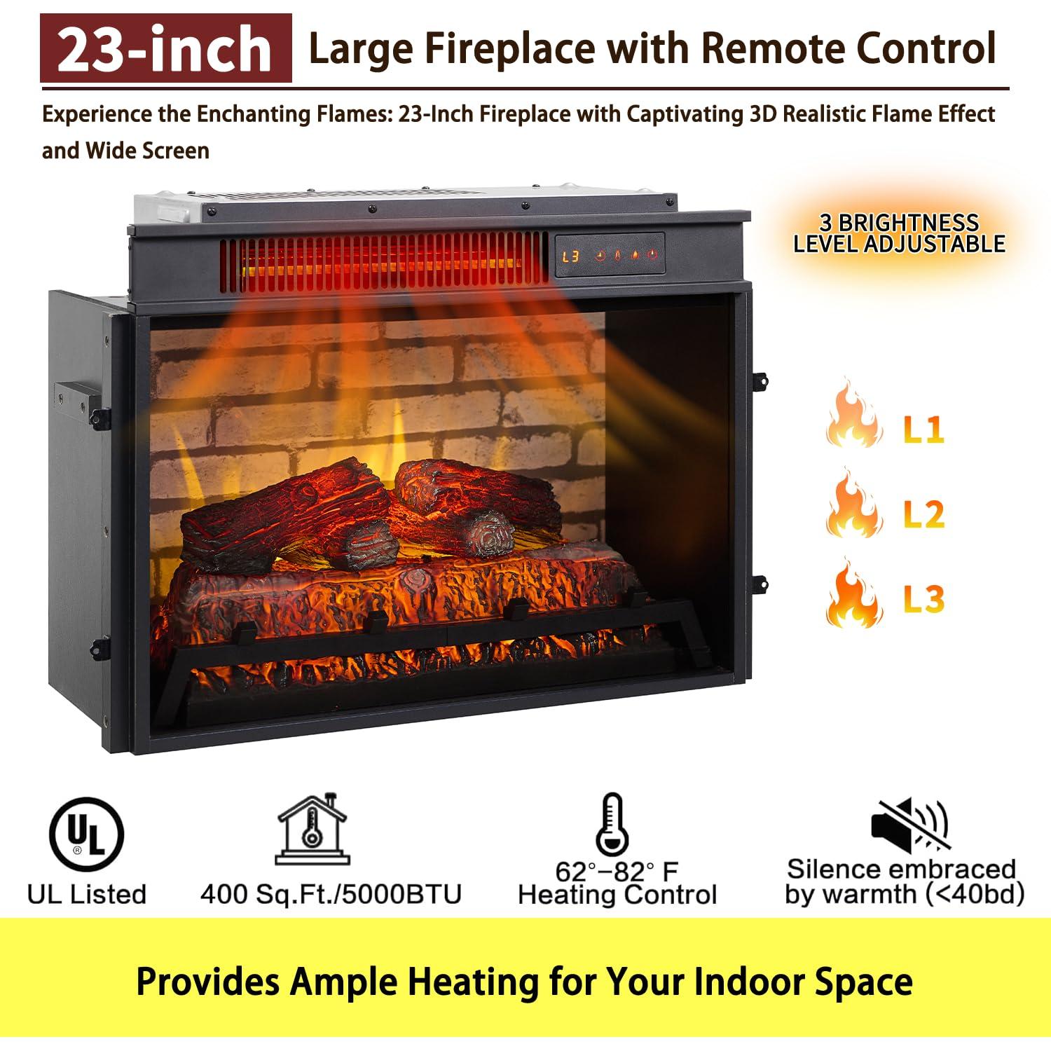 Millwood Pines 42" Farmhouse TV Stand With 23" Electric Fireplace Mantel