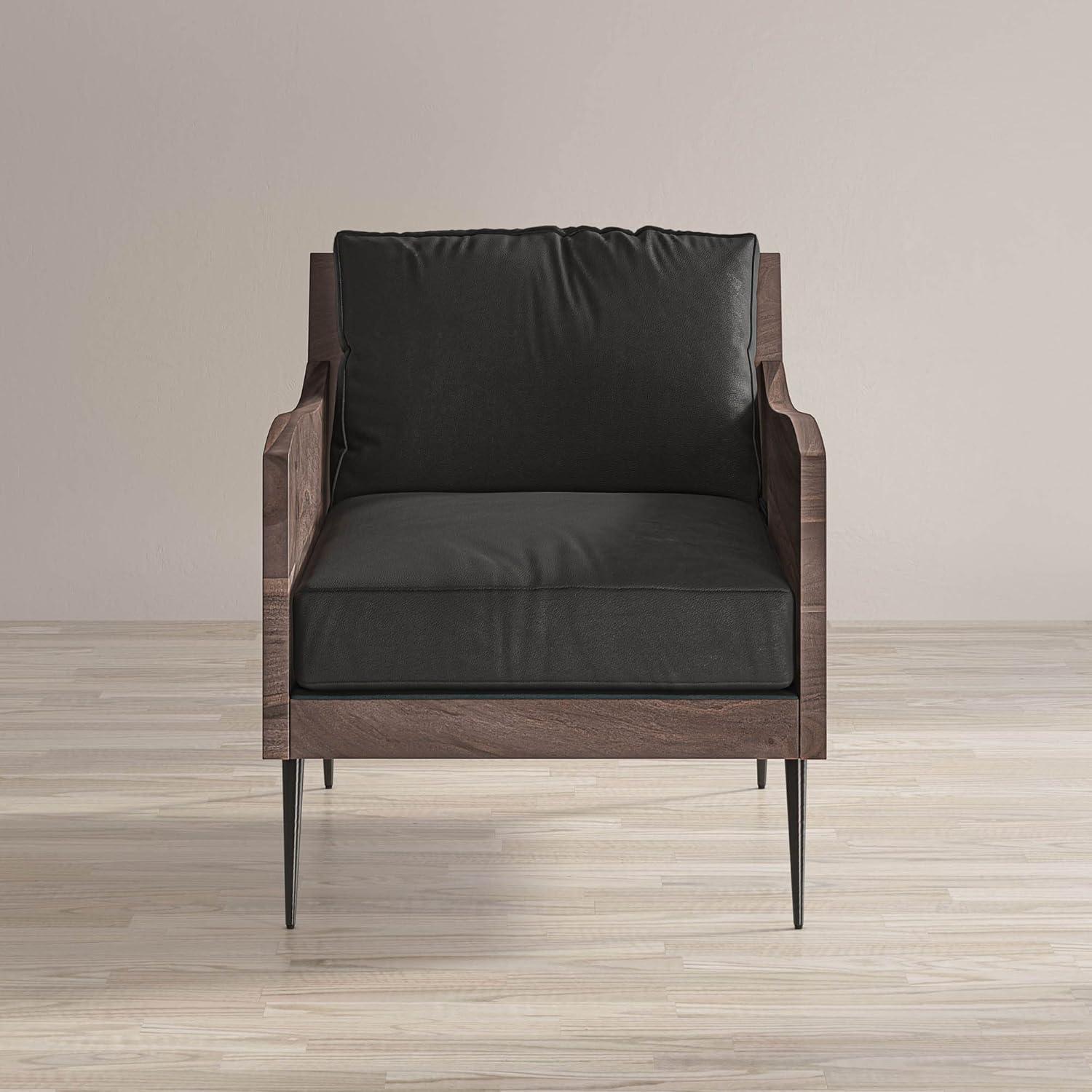 Jofran Karma Genuine Leather Solid Acacia Rustic Accent Chair