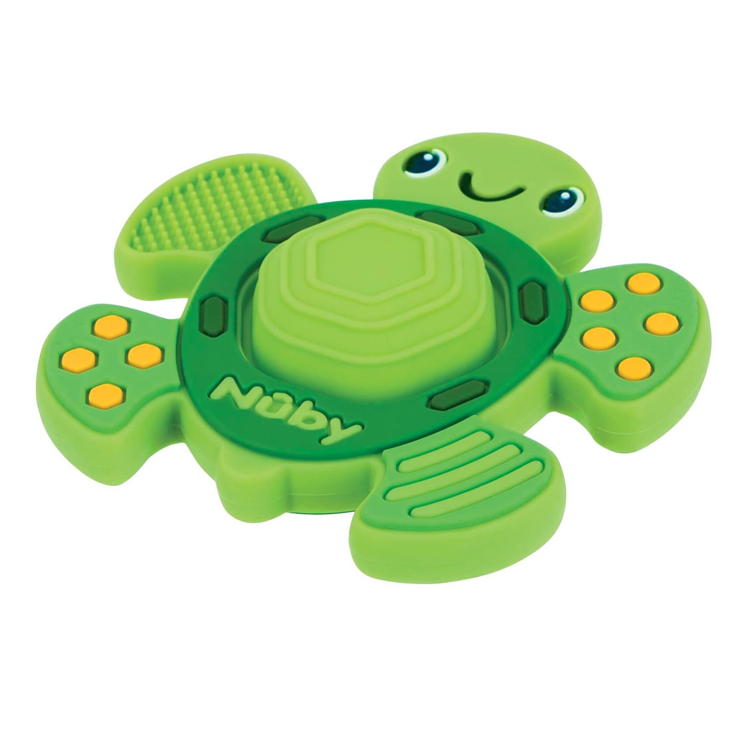 Nuby Teethe N' Pop Sensory Play Silicone Teether for Babies - Turtle Design