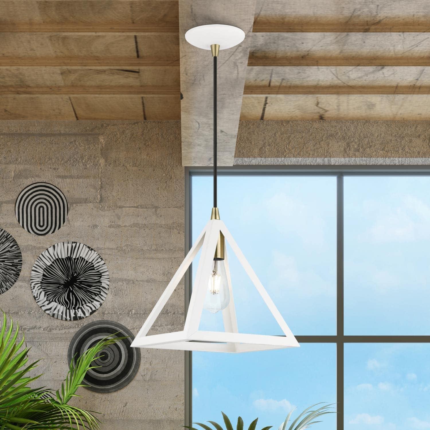 Livex Lighting Pinnacle 1 - Light Pendant in  Textured White/Antique Brass