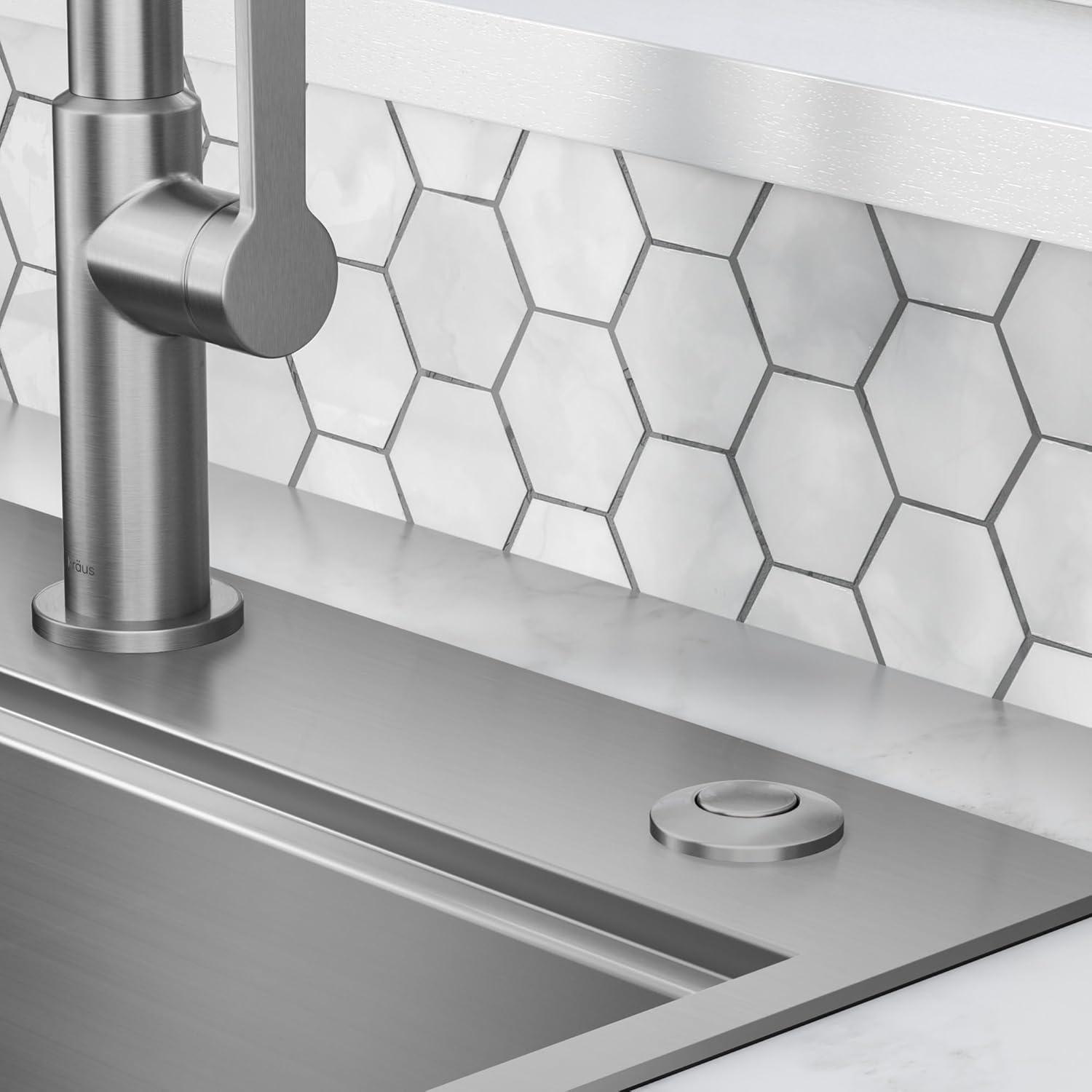 Kraus KRAUS Garbage Disposal Air Switch Kit with Push Button, AC Adapter, Power Cord, and Air Tube Included