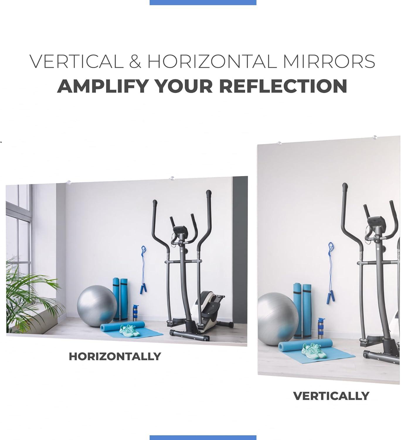Home Gym Mirror 47.5x31.5 inches 1/4" Thick, Large Full Body Mirror for Yoga, Large Wall Mirror Full Length for Fitness, Garage, Dance Studio, Wall Mirror for Home Gym