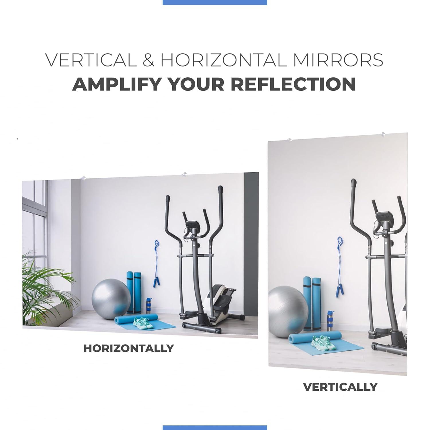Home Gym Wall Mirror Kit 1/4 in. Annealed, Safety-Backed, 47.5 in. W x 31.5 in. H