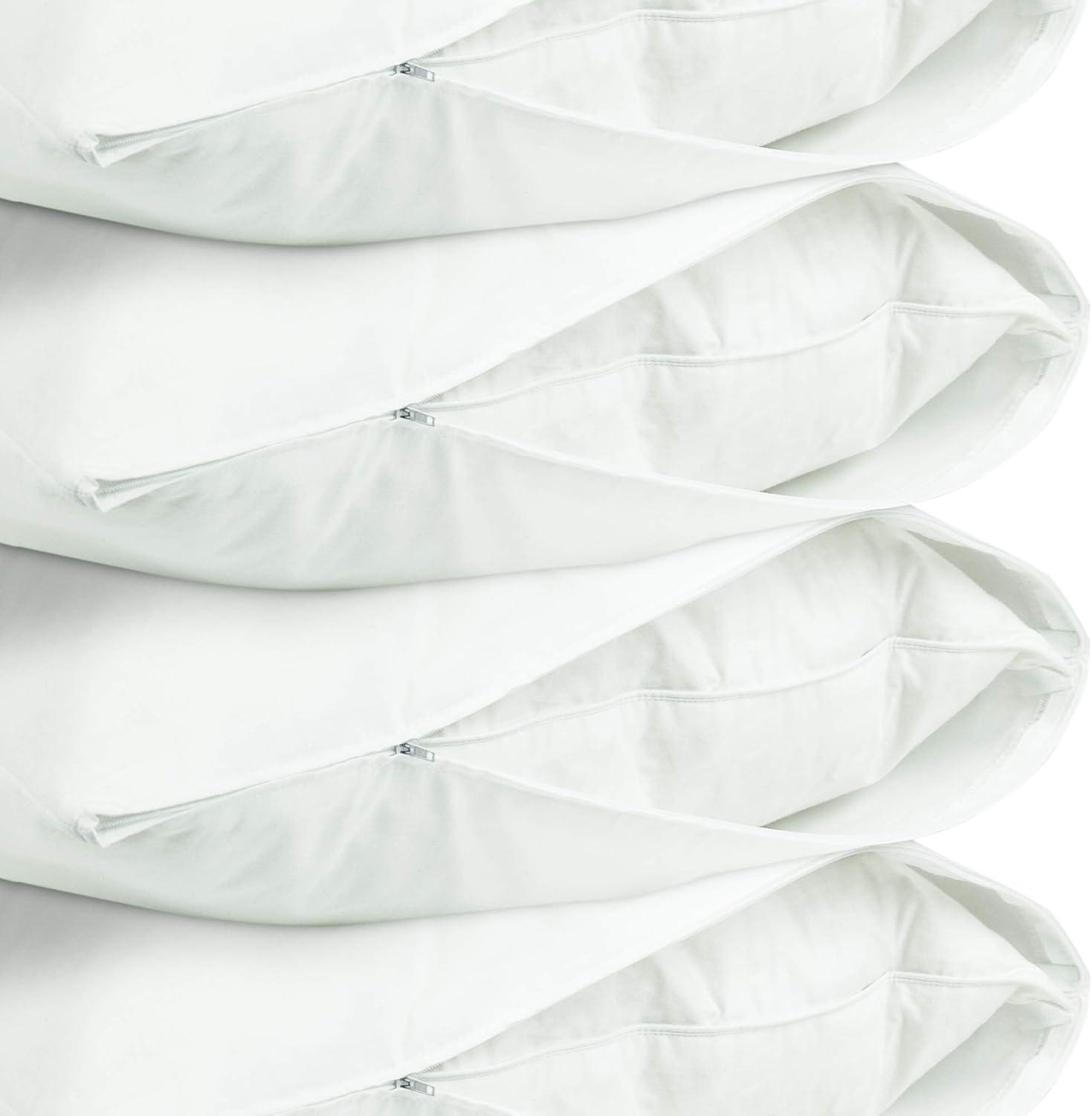 Luxury Hotel Collection, Ultra Soft Pillow Protector | Pillow Cover with Zipper, Soft & Comfortable for Hair and Skin, White - Queen Size - Set of 4