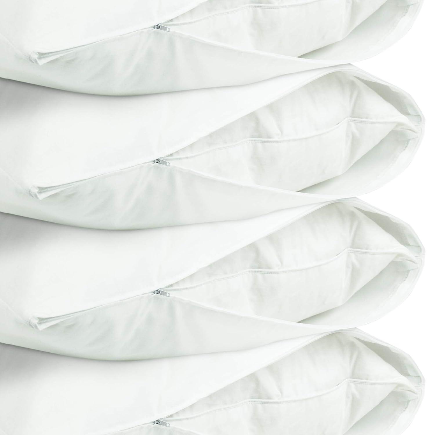 Luxury Hotel Collection, Ultra Soft Pillow Protector | Pillow Cover with Zipper, Soft & Comfortable for Hair and Skin, White - Queen Size - Set of 4