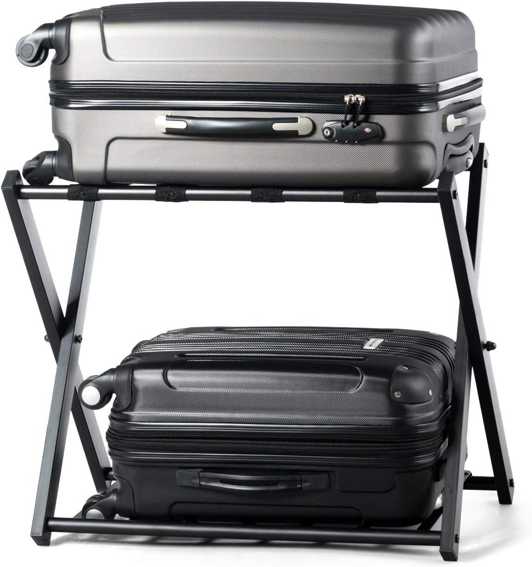 Folding Luggage Rack with Shelf Travel Suitcase