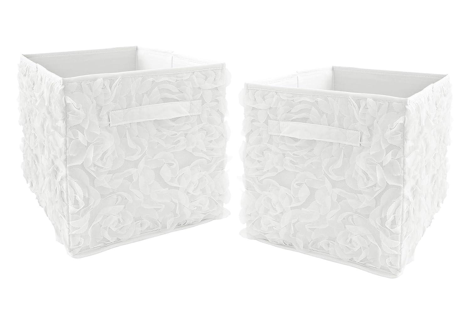 Sweet Jojo Designs Rose Lace Fabric Storage Bin (Set of 2)