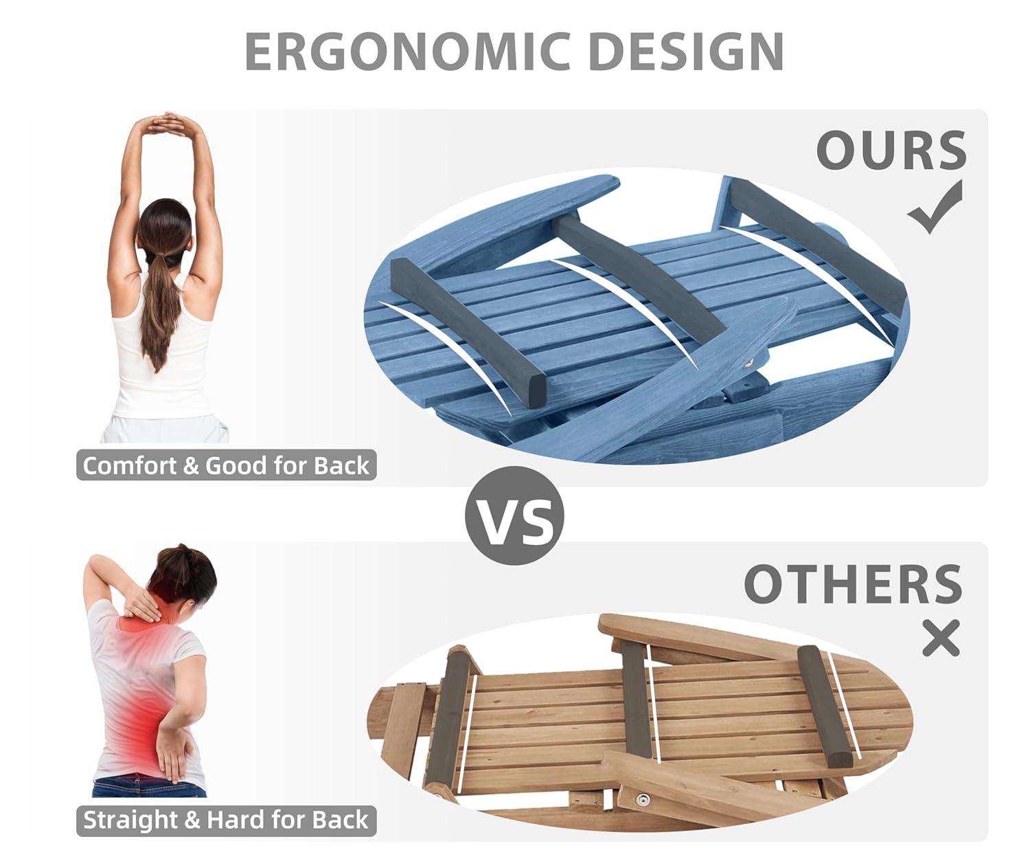 Wooden Folding Adirondack Chair, Half Pre-Assembled Wood Patio Lounge Chair for Outdoor Garden Backyard Porch Pool Deck Firepit