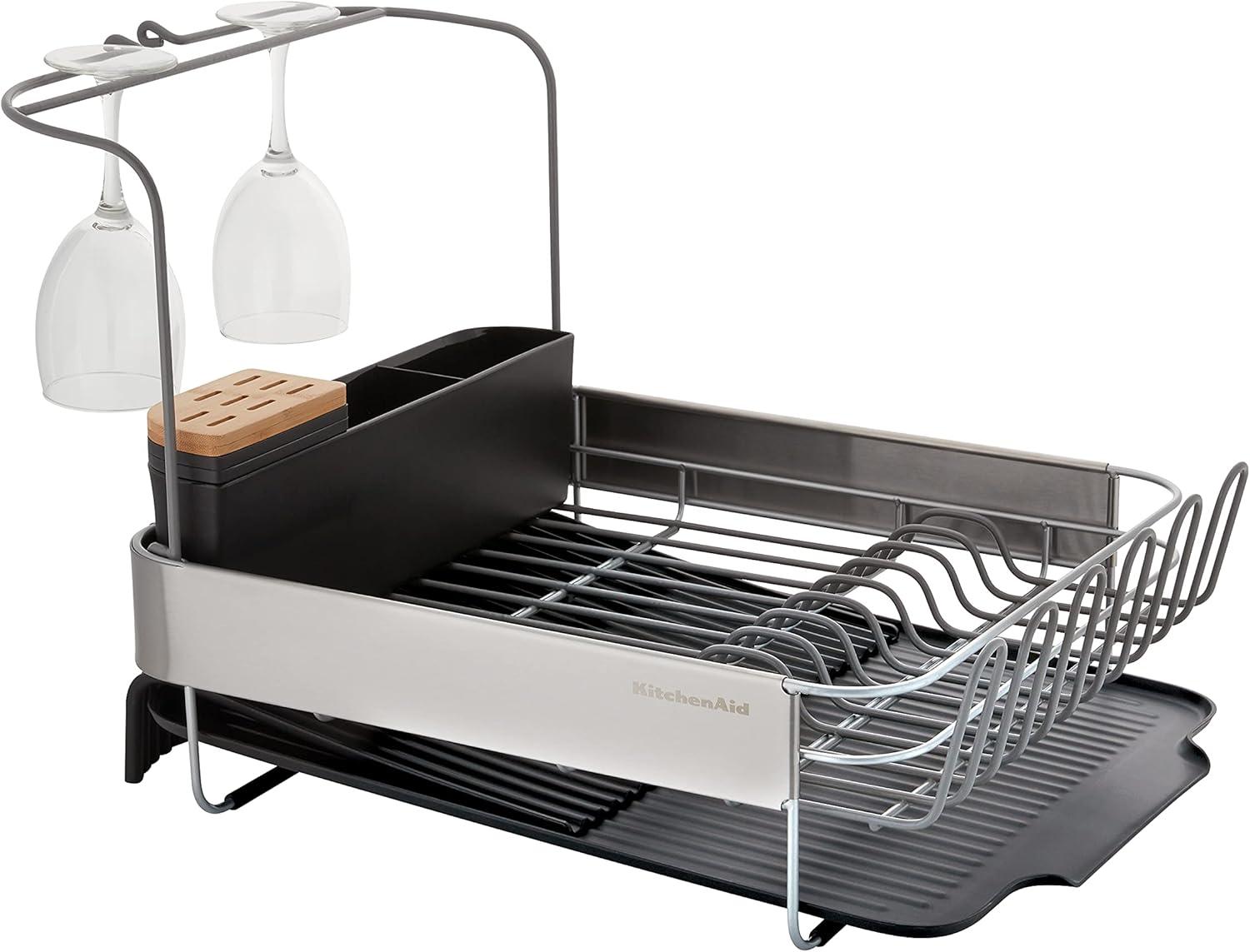 KitchenAid Expandable Dishrack Black: Freestanding Kitchen Drying Rack with Lifetime Warranty