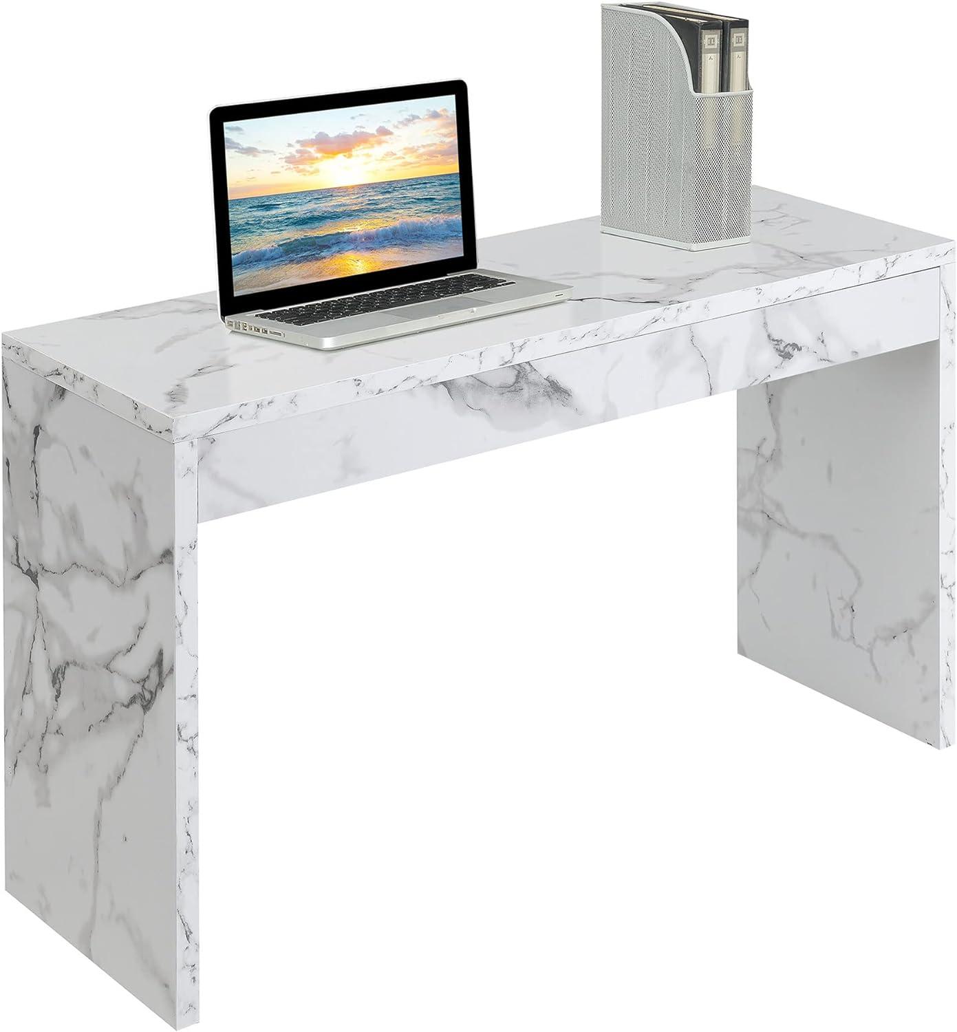 Convenience Concepts Northfield Hall Console Table/Desk, White Faux Marble