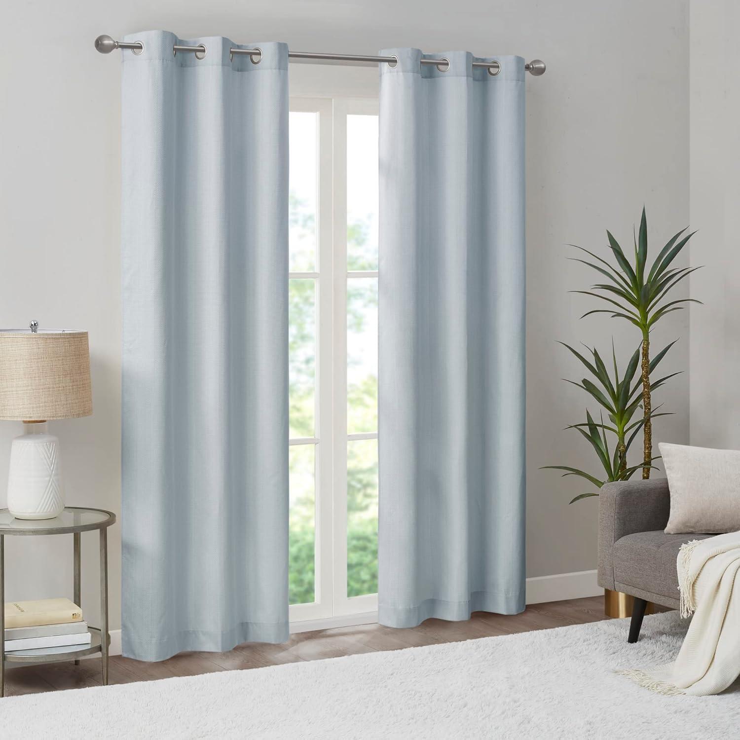 Madison Park Galen Basketweave Room Darkening Curtain Panel Pair (Set of 2)