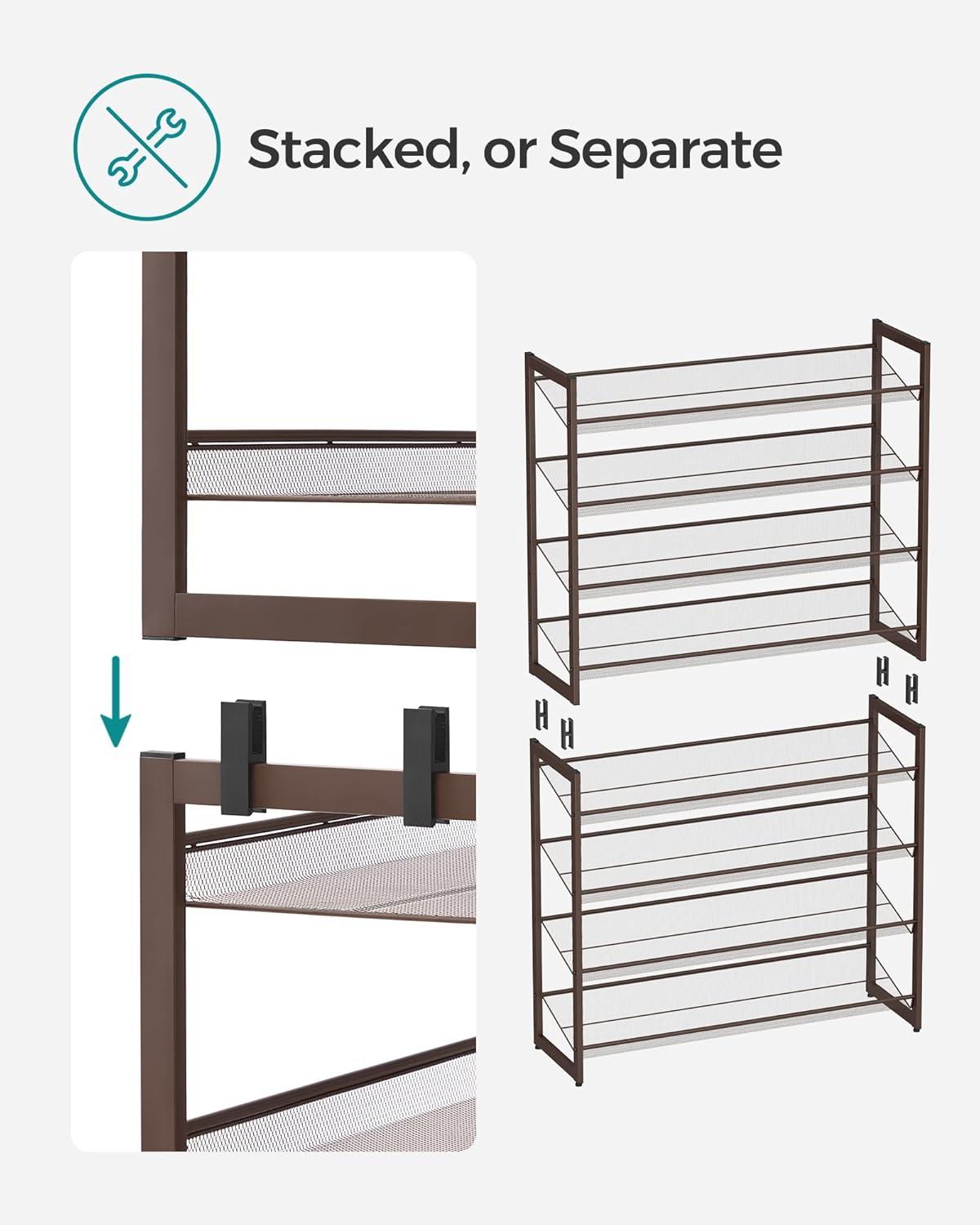 Bronze 8-Tier Stackable Metal Shoe Rack