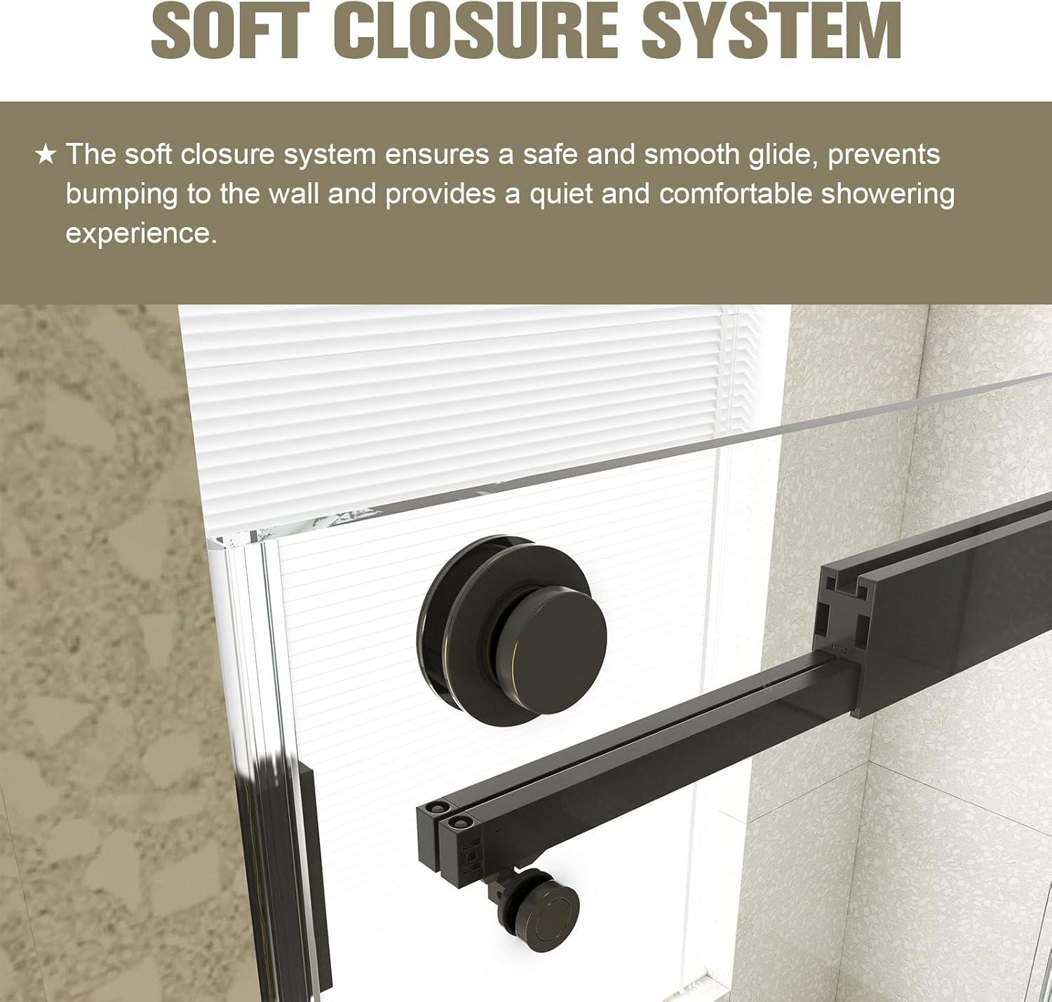 Dimorphos 56-60"W x 76"H Frameless Double Sliding Shower Door with 10mm Tempered Glass Door 11DD161822LL