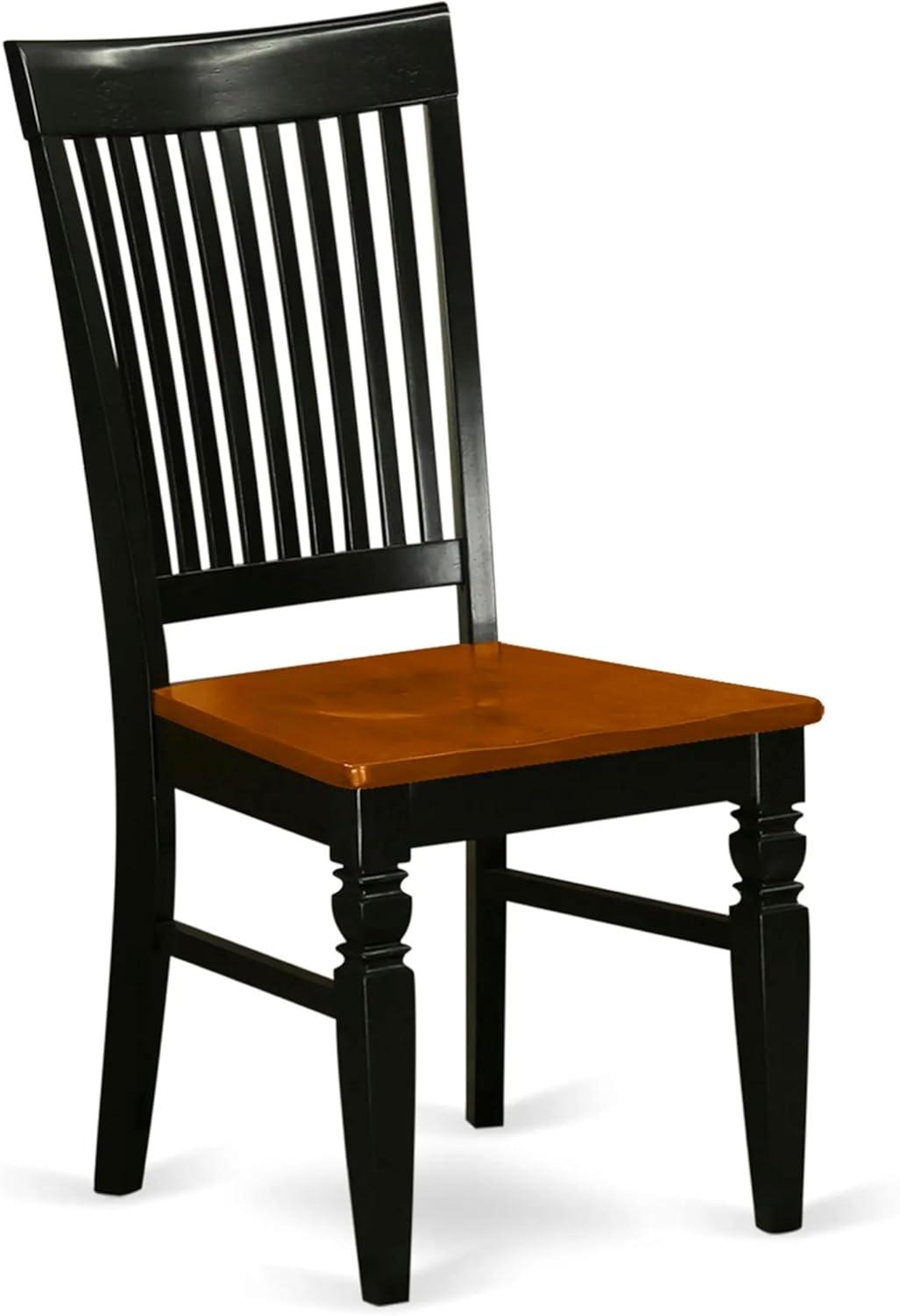 East West Furniture Weston 10" Wood Dining Chairs in Black/Cherry (Set of 2)