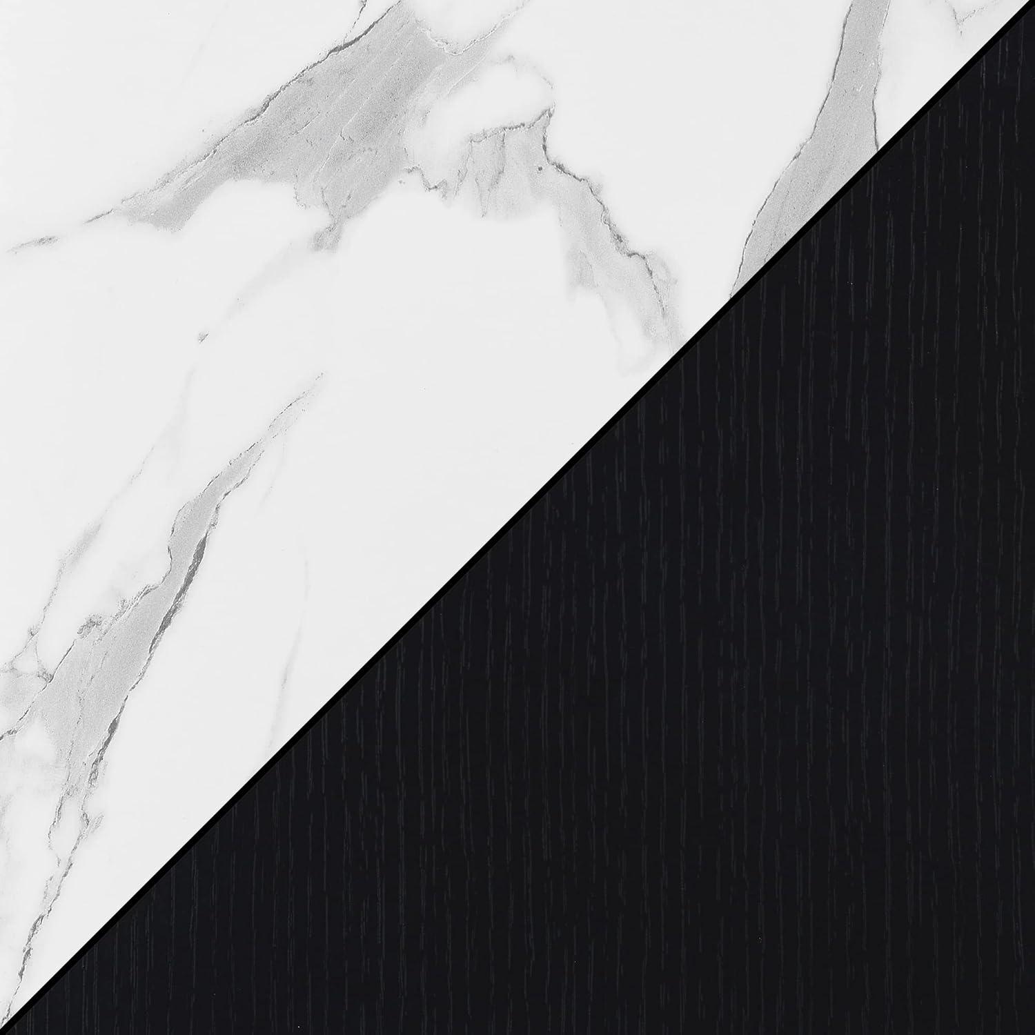 Monterey Console Table, White Faux Marble/Black