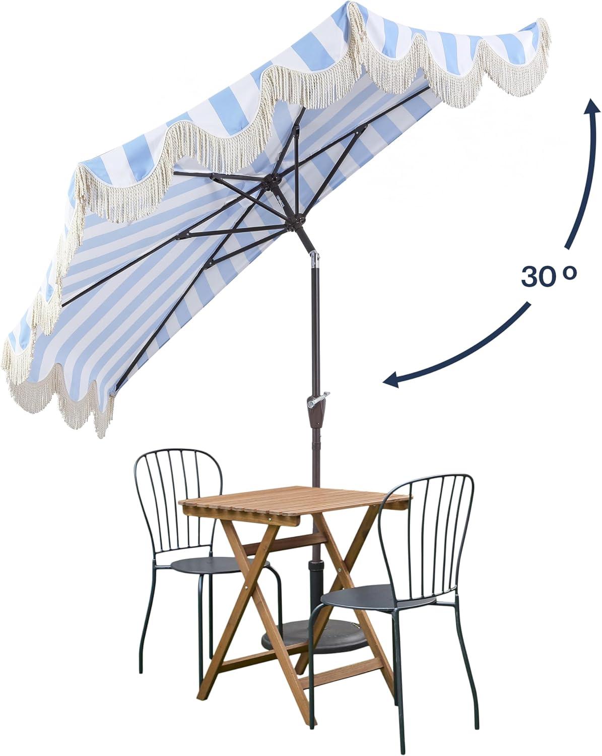 Arlmont & Co. Tasheba 9 ft. Classic Scalloped Fringe Half Market Patio Umbrella with Crank, and UV Protection