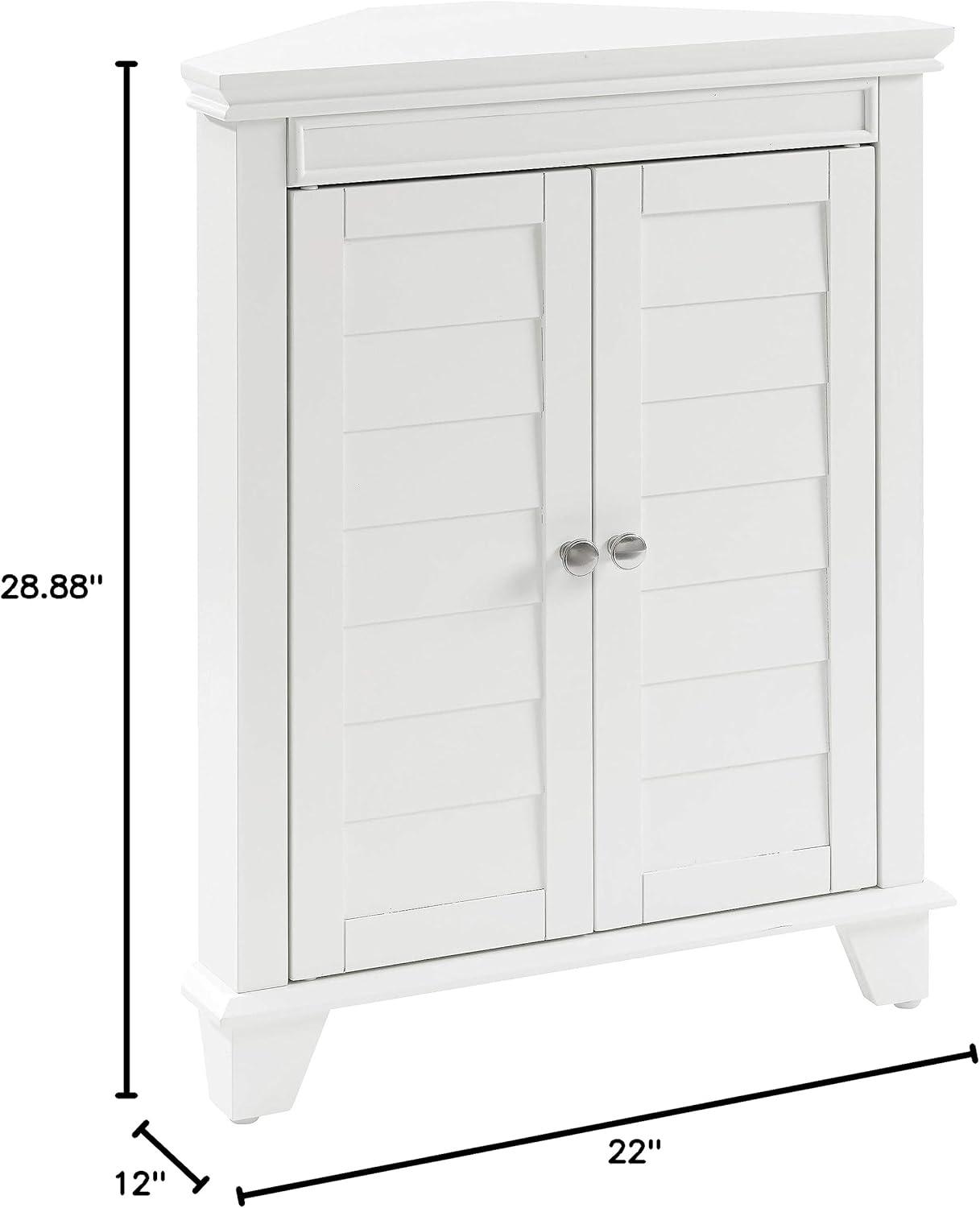 White Wooden Corner Bathroom Cabinet with Adjustable Shelves