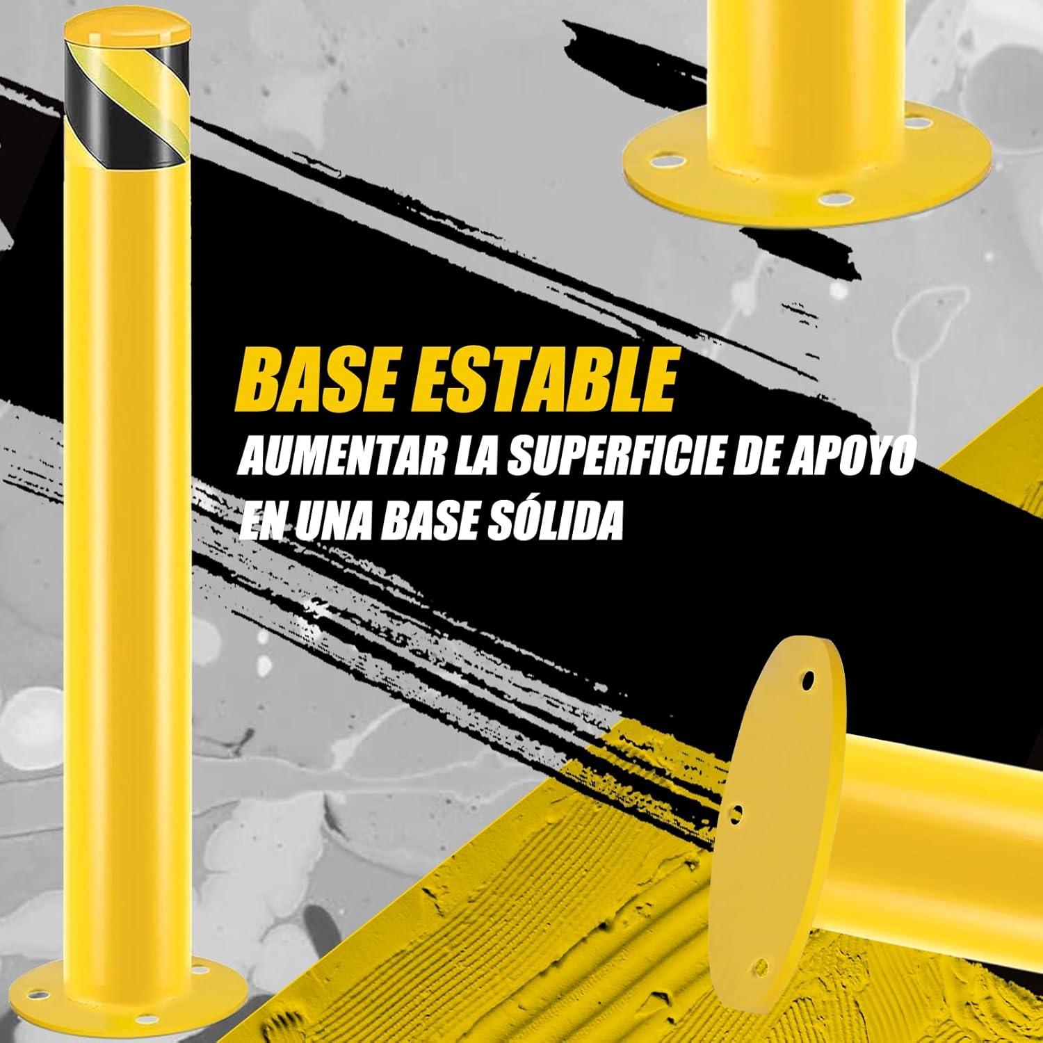 Safety Bollard Post, Steel Bollards,Parking Bollard, Yellow Powder Coated Safety Parking Barrier Post, for Traffic Sensitive Areas (6, 42"H*3.5"D)