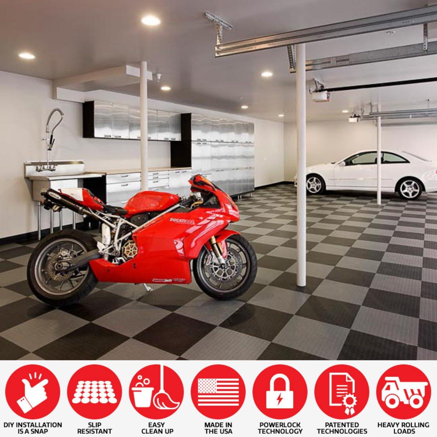 GarageDeck Coin Pattern, Durable Copolymer Interlocking Modular Non-Slip Garage Flooring Tile