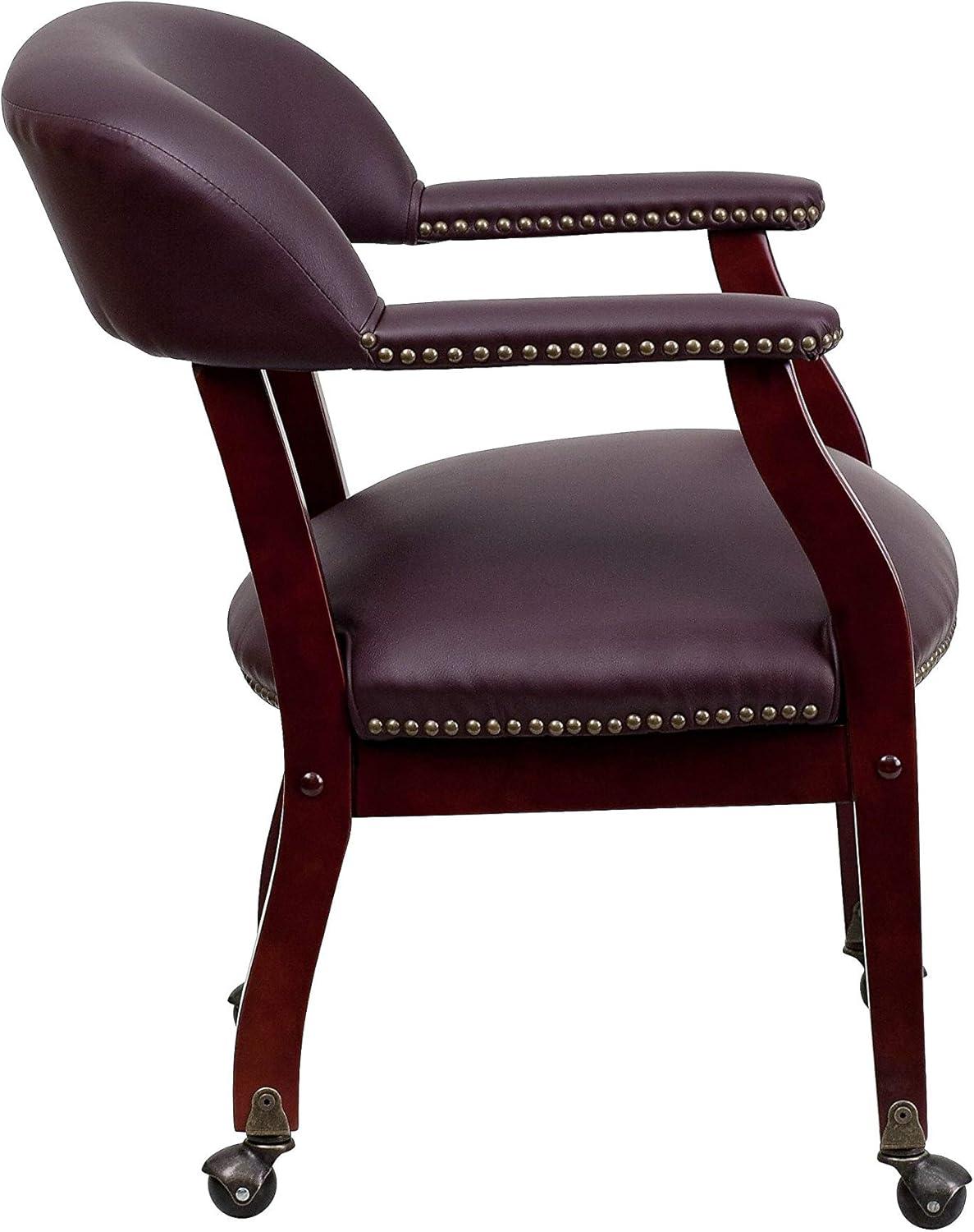 Leather Seat Waiting Room Chair with Wood Frame