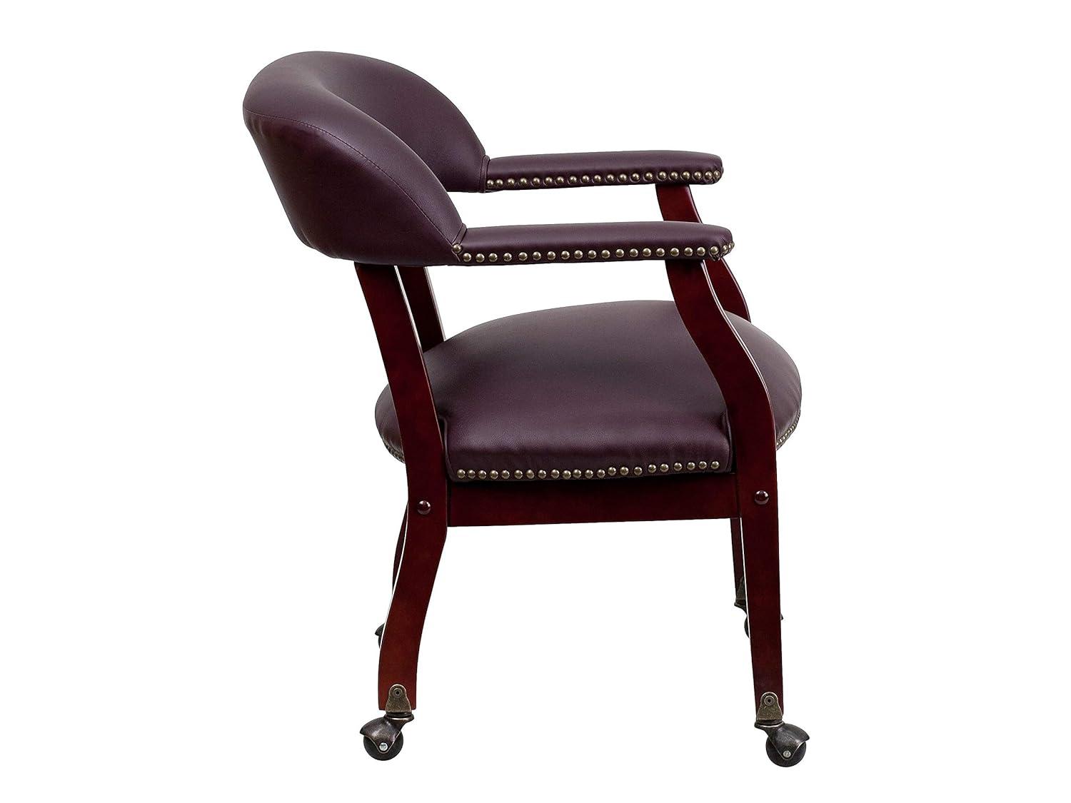 Leather Seat Waiting Room Chair with Wood Frame
