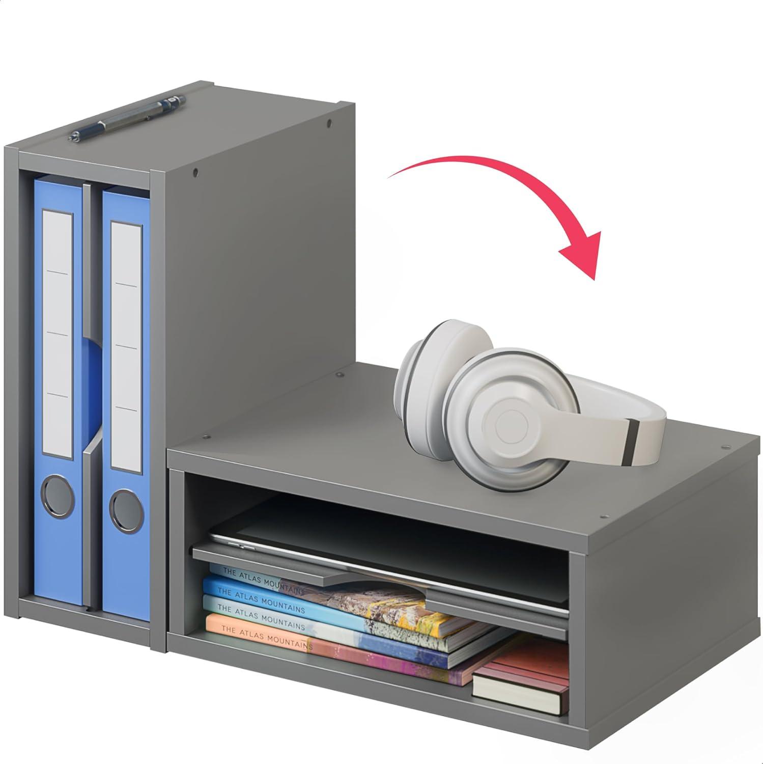 Ballucci Logan Stackable 2-Tier Paper Organizer and Monitor Stand