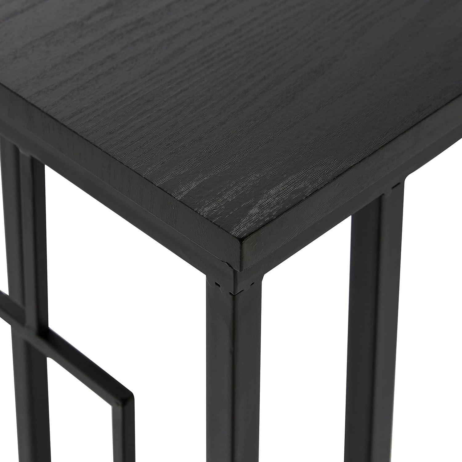 Contemporary Metal and Wood Accent Table Black - Olivia & May: C-Shaped, No Assembly, Iron Frame