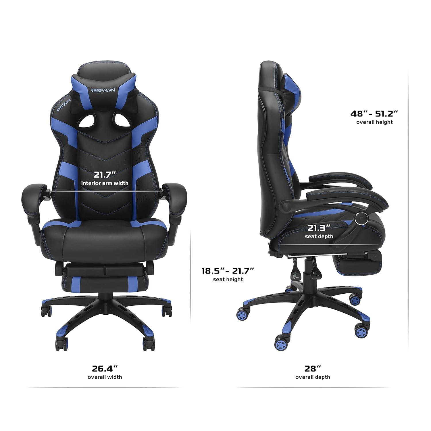 Respawn RESPAWN 110 Pro Gaming Chair - Gaming Chair with Footrest, Reclining Gaming Chair, Video Gaming Computer Desk Chair, Adjustable Desk Chair, Gaming Chairs For Adults With Headrest Pillow