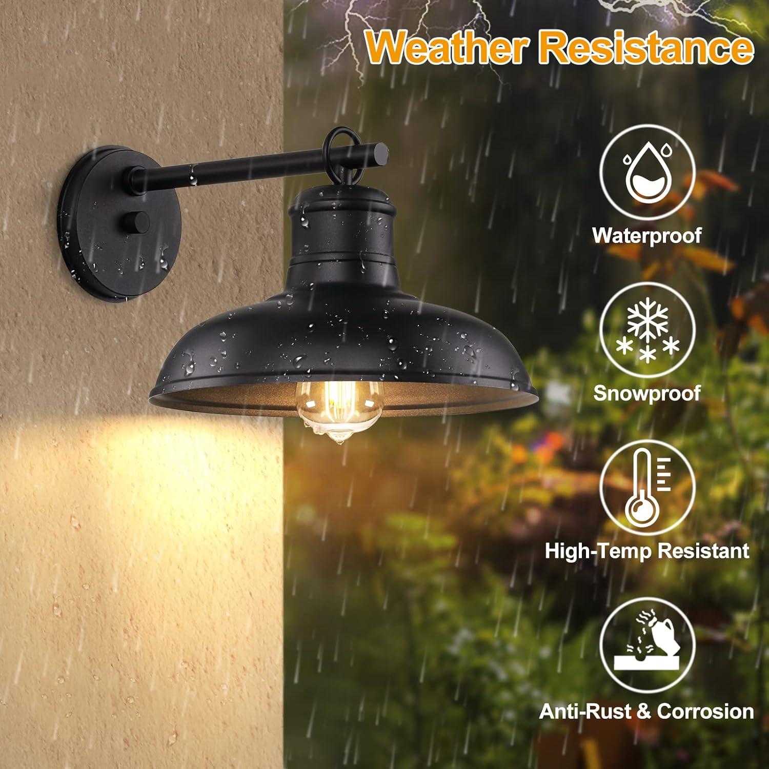 2-Pack Outdoor Wall Lights, Vintage Black Wall Sconces, Exterior Farmhouse Barn Light Fixtures, Indoor Wall Mount Lighting Fixtures, Anti-Rust Waterproof Exterior Light for Patio Porch Doorway Garage