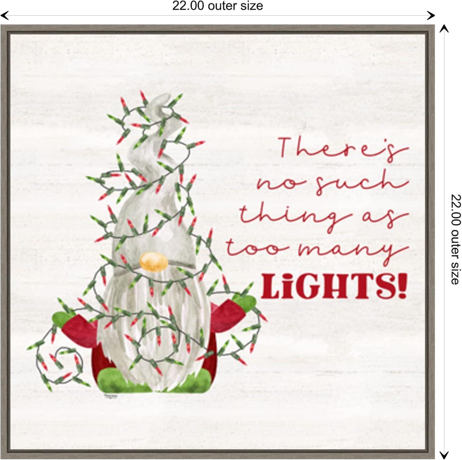 Amanti Art Gnome for Christmas Sentiment V-Lights by Tara Reed Canvas Wall Art Print Framed 22 x 22-in.