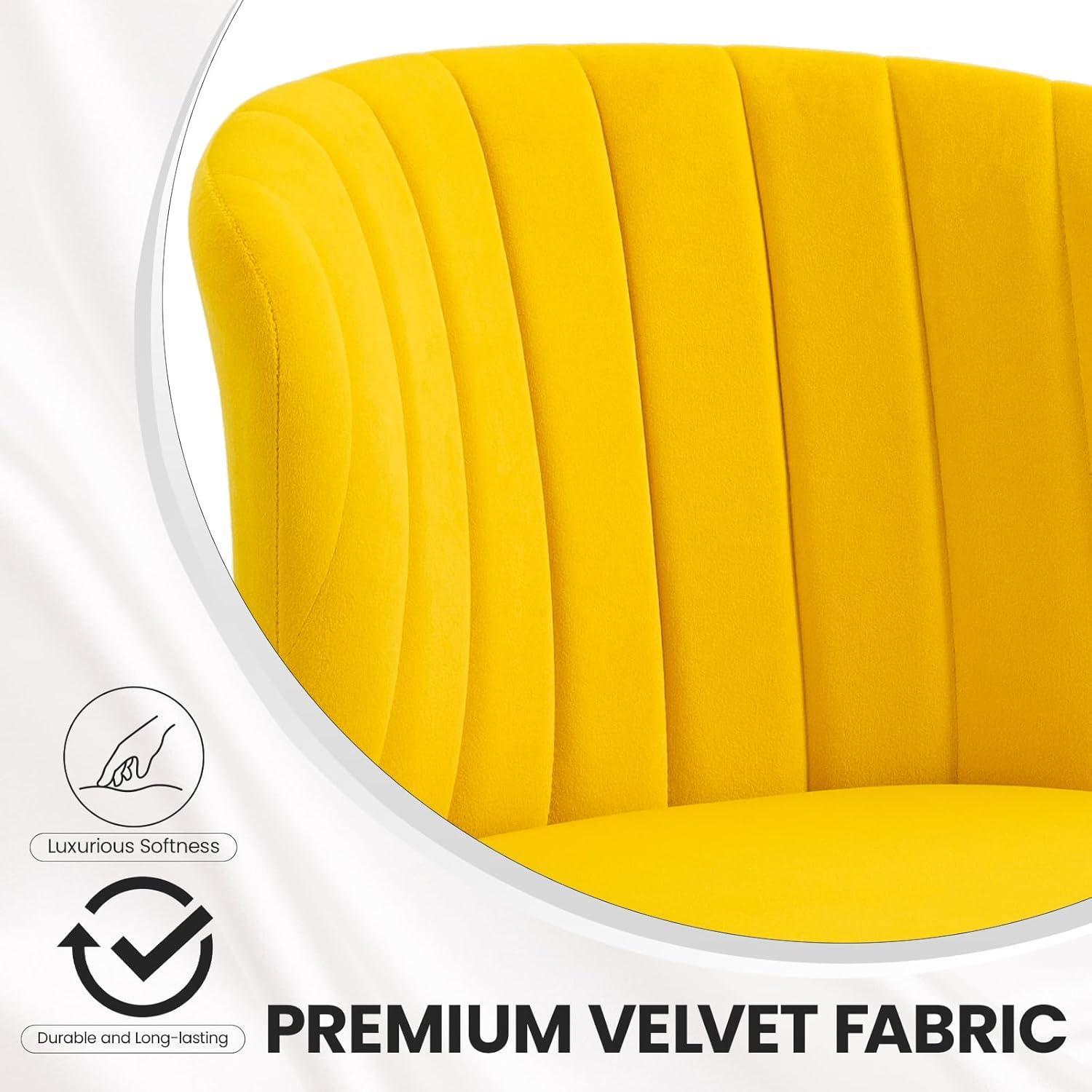 Velvet Dining Chairs Set of 2 Upholstered Wingback Side Chairs Living Room Kitchen Mustard