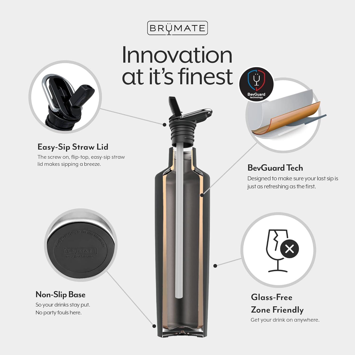 BrüMate ReHydration Mini Kids Water Bottle | 100% Leakproof Insulated Water Bottle for Kids with Straw | Stainless Steel Water Canteen | Perfect Kids Water Bottle for School | 16oz (Matte Black)