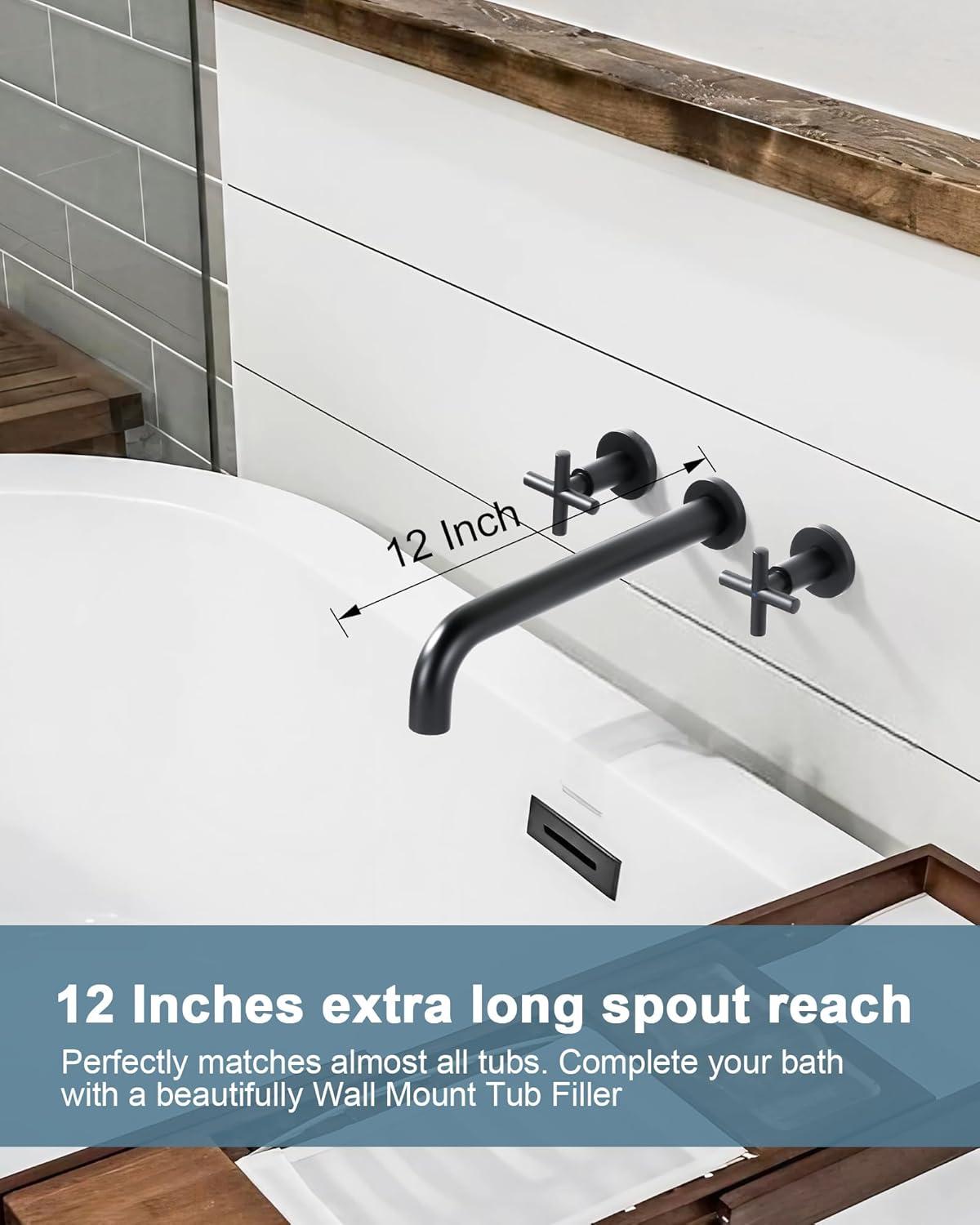 2-Handle 3-Hole Wall Mounted Roman Tub Faucet With 360° Swivel Spout