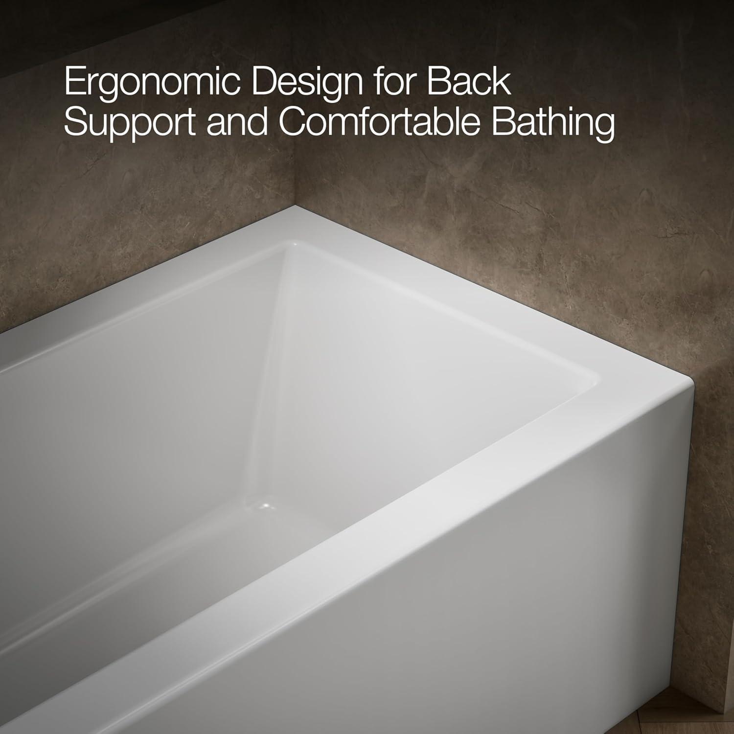 Underscore 60" x 32" Rectangular Alcove Soaking Bathtub with Integral Apron