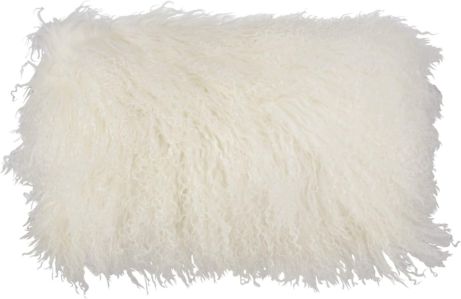 Saro Lifestyle 100% Wool Mongolian Lamb Fur Throw Pillow With Poly Filling