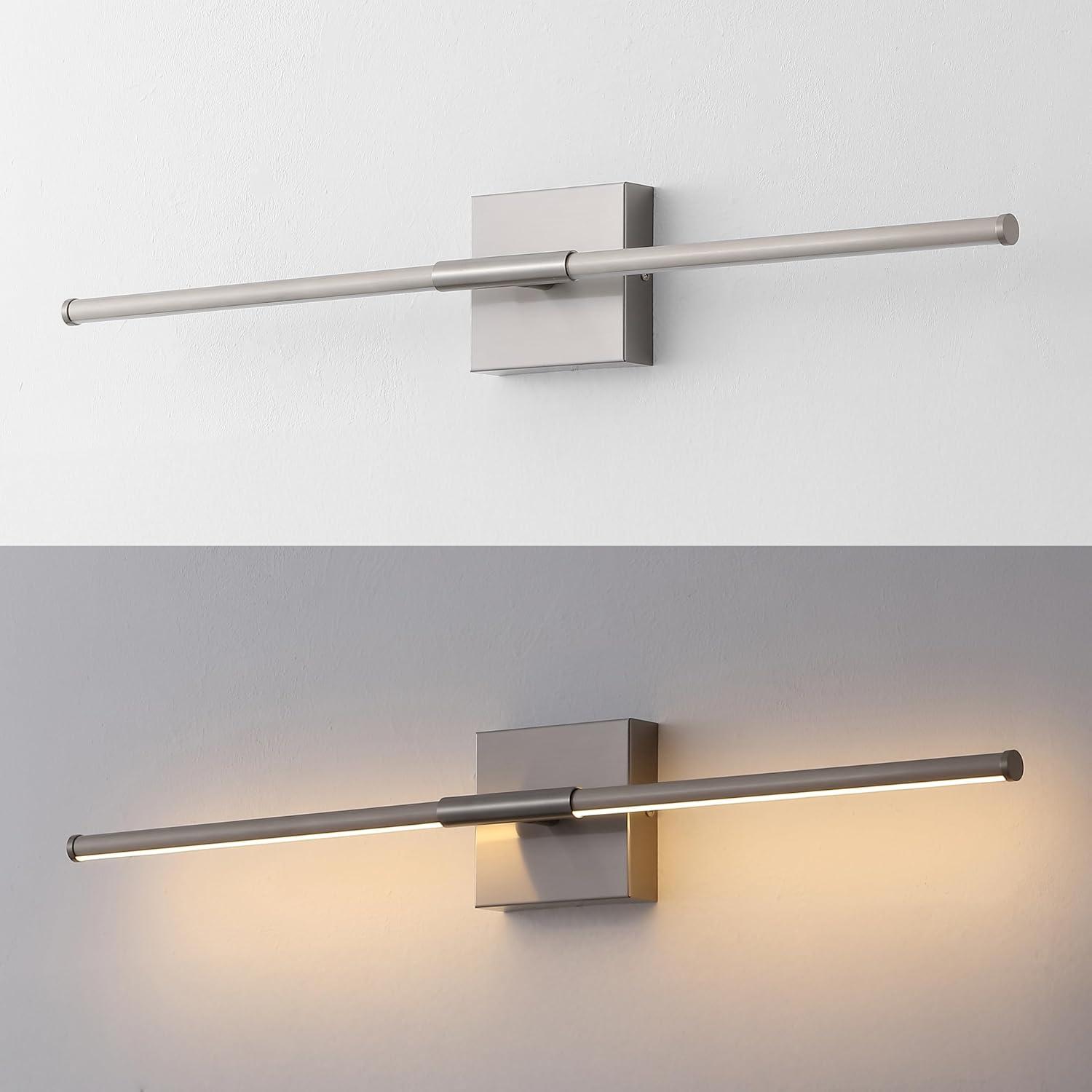 JONATHAN Y Makena 28" Modern Minimalist Dimmable Integrated LED Metal Wall Sconce, Nickel