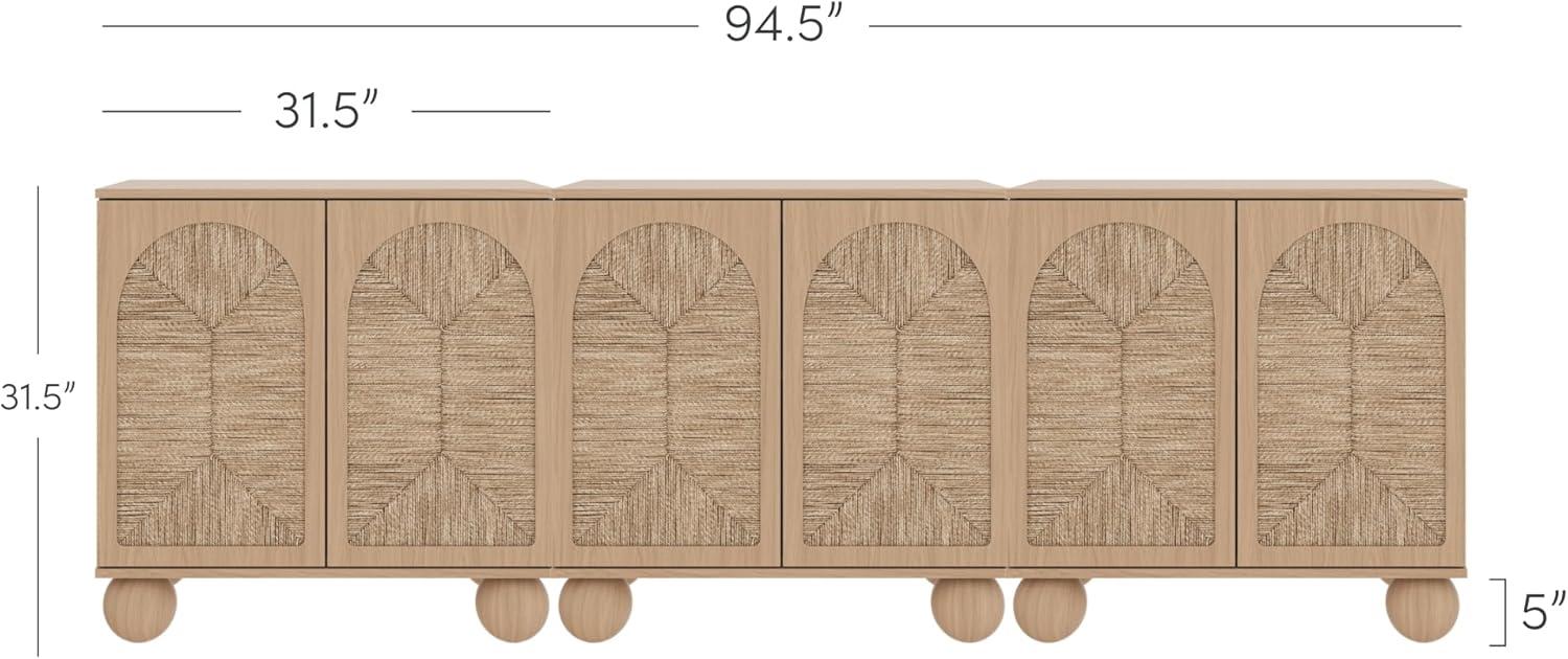 Leah Natural Seagrass and Oak Bohemian Storage Cabinet