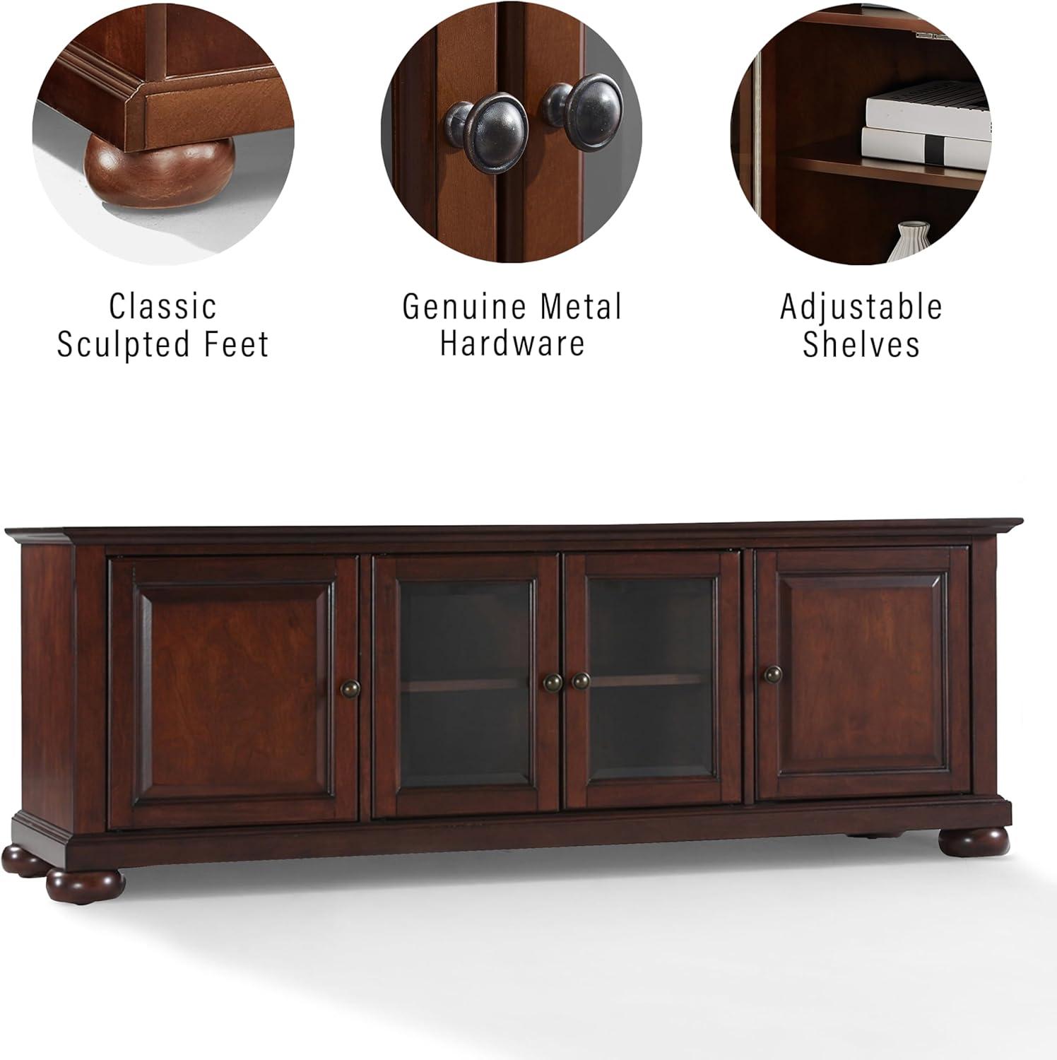 Alexandria TV Stand for TVs up to 60" Mahogany - Crosley: Sleek Design, Media Storage, Cord Management