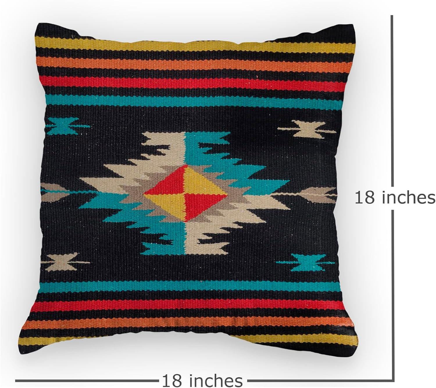 Hand-Woven Red Wool Southwestern 18" Throw Pillow Cover