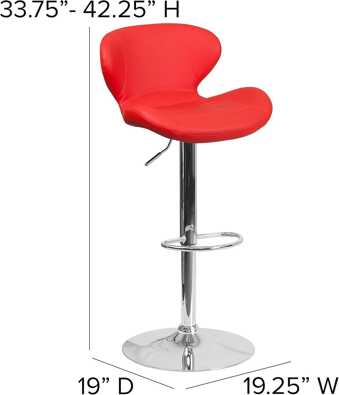 Flash Furniture Contemporary Adjustable Height Barstool with Curved Back and Chrome Base