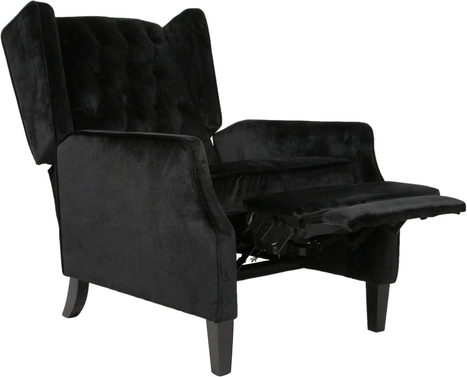 Christopher Knight Home Keating Contemporary Fabric Tufted Wingback Pushback Recliner, Black