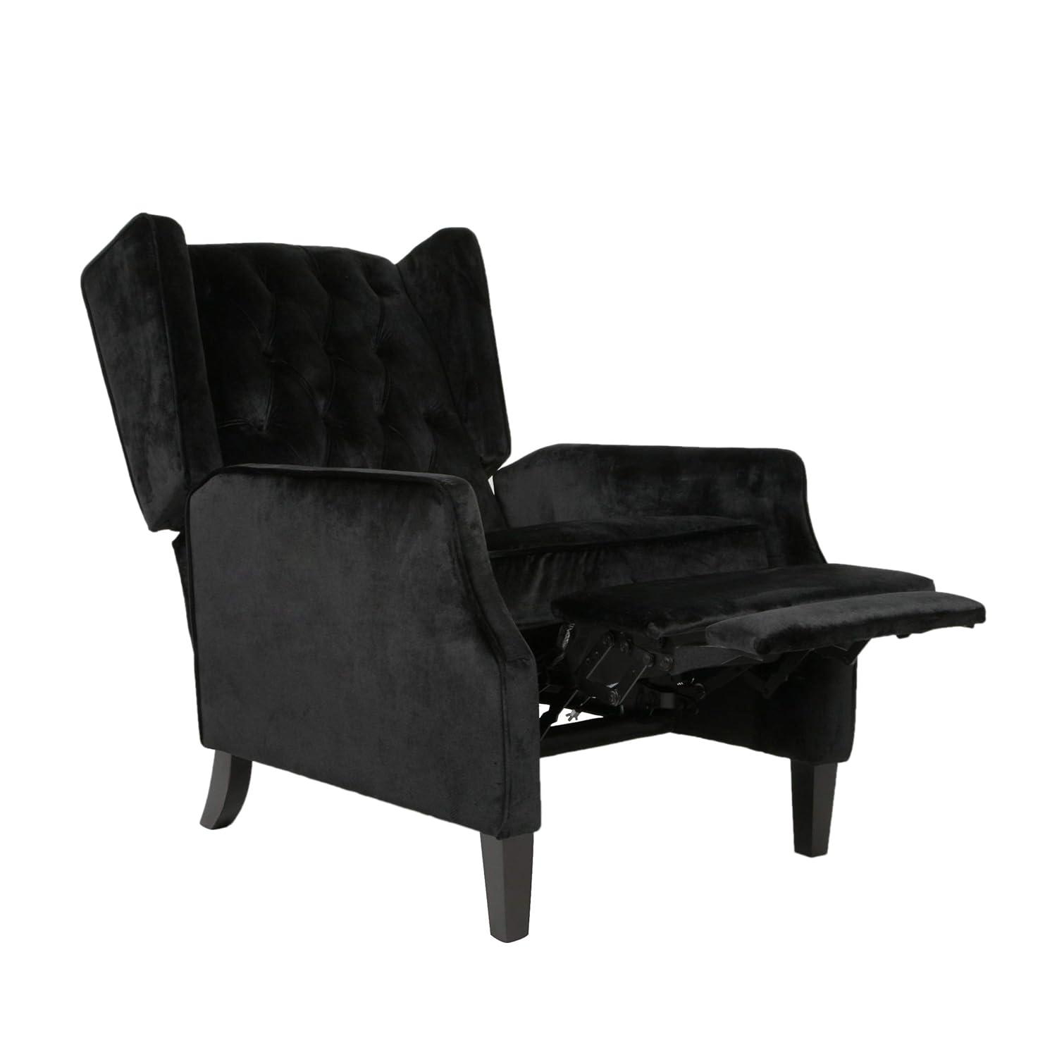 Christopher Knight Home Keating Contemporary Fabric Tufted Wingback Pushback Recliner, Black