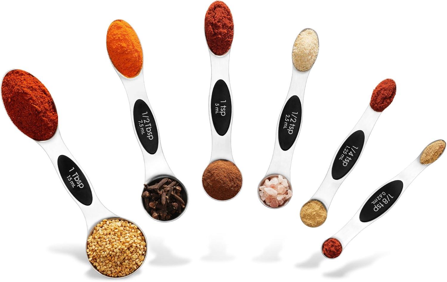 6 pc magnetic measuring spoon stainless steel