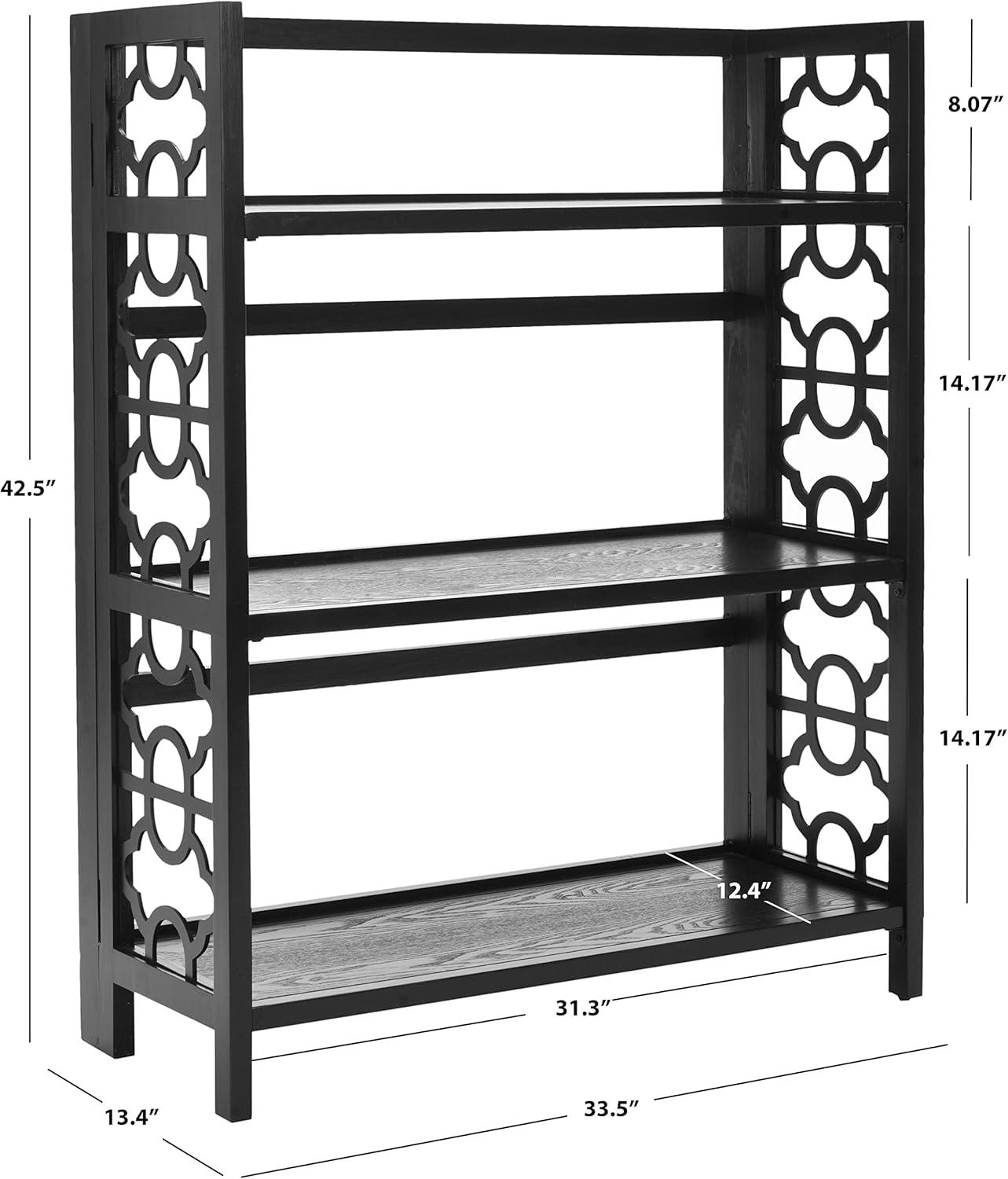 Transitional Black Pine 34" Wide Bookcase with Decorative Sides