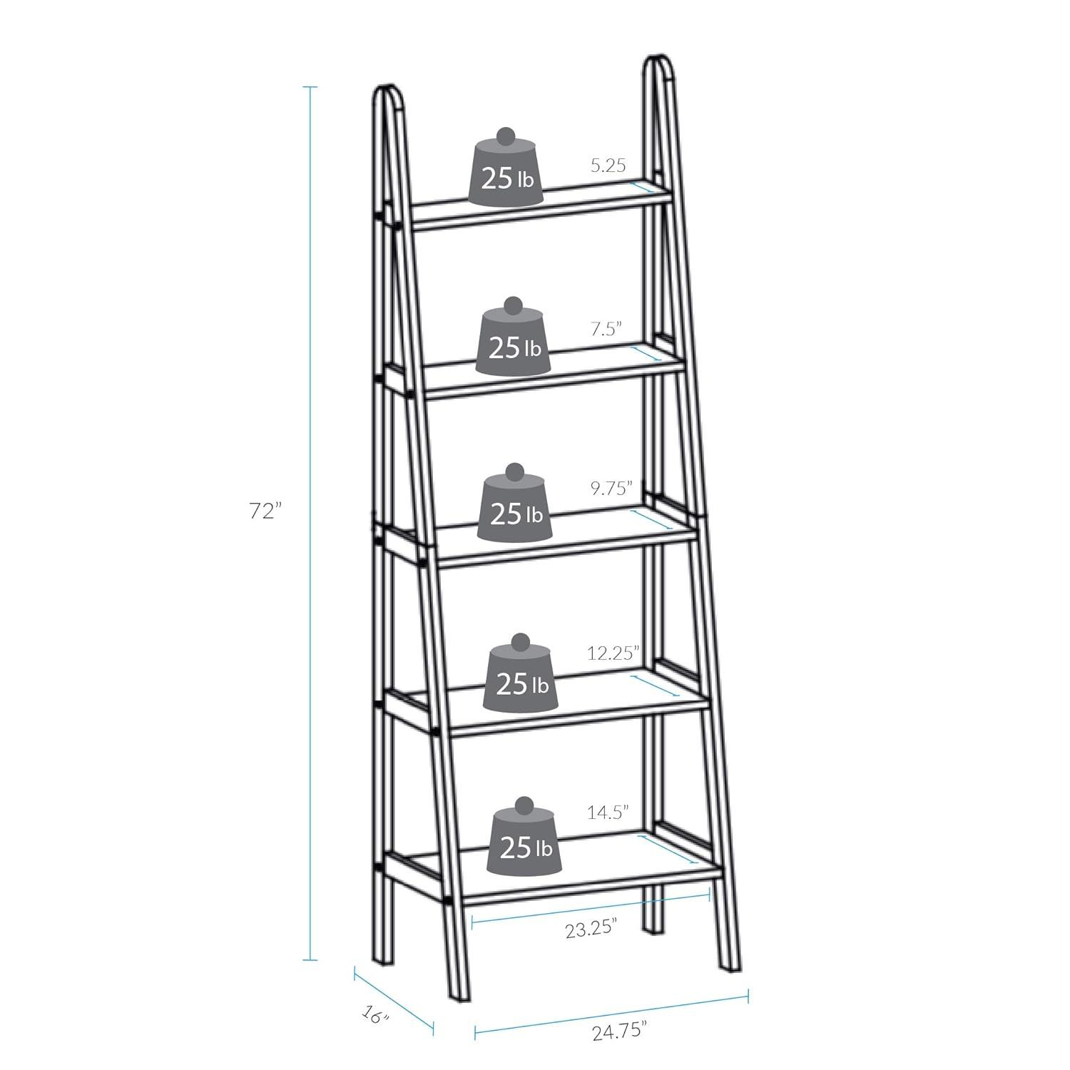 Casual Home 5-Shelf Ladder Bookcase