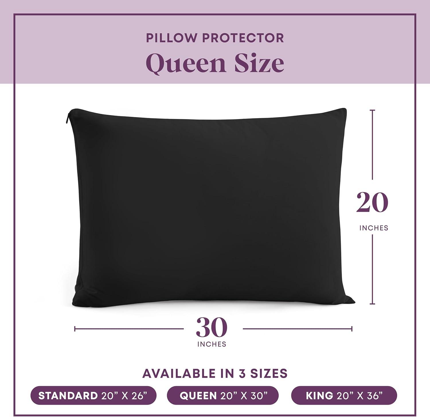 100% Cotton Zippered Pillow Protector (2 pck) Queen - Black
