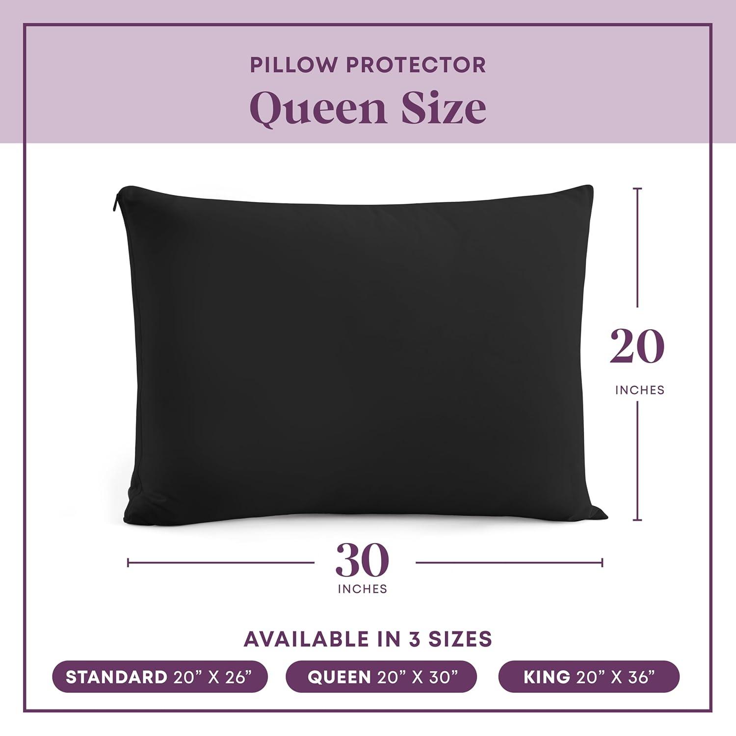 100% Cotton Zippered Pillow Protector (2 pck) Queen - Black