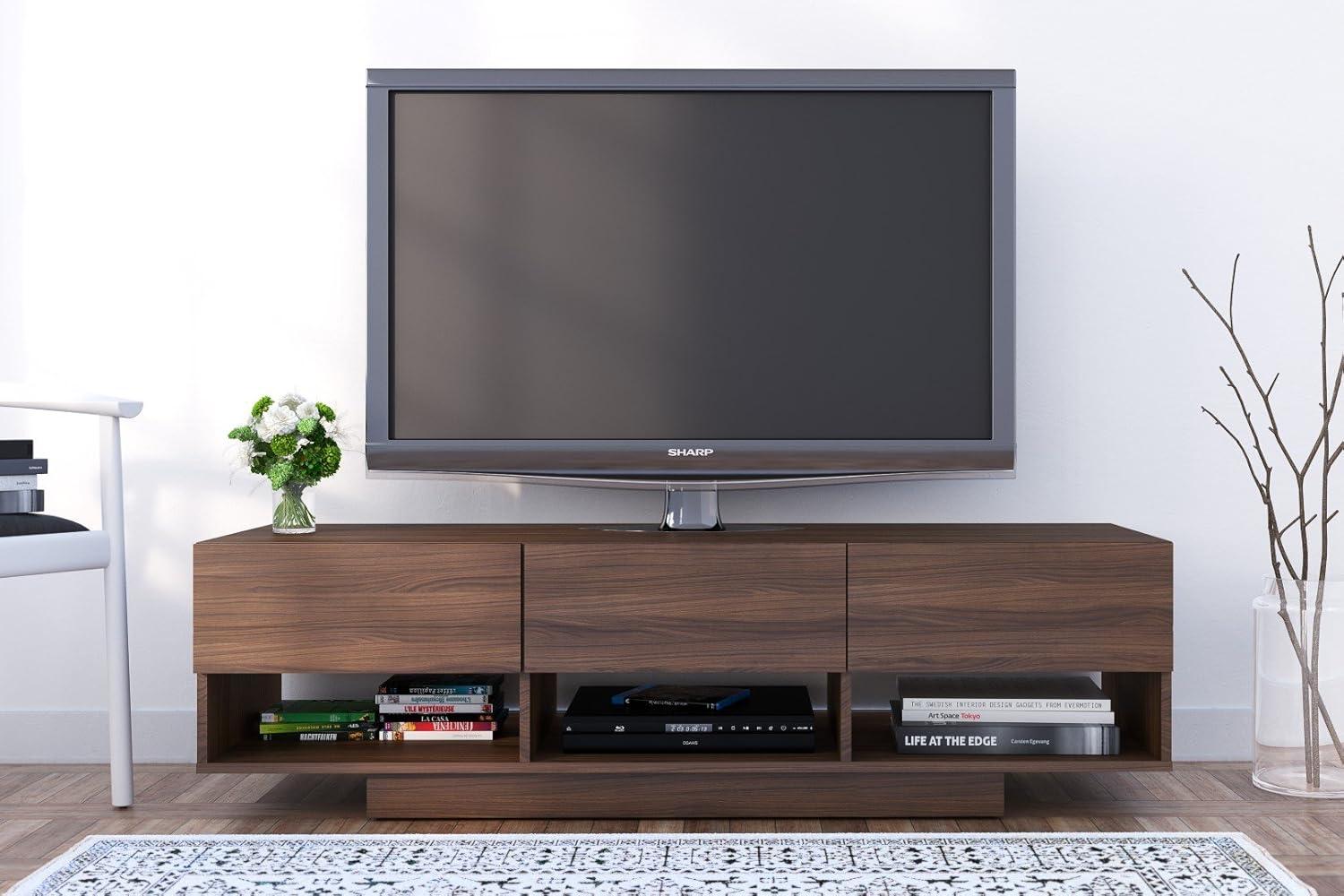 Rustik 3 Drawer TV Stand for TVs up to 66" Walnut - Nexera
