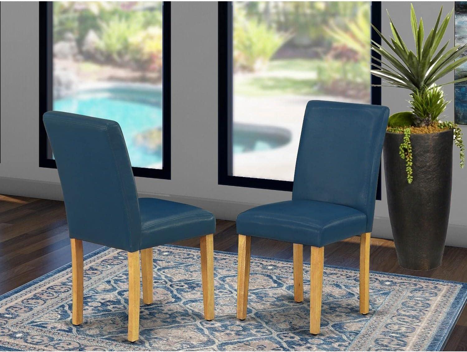 PaFagwy ABP4T55 Parson Kitchen Blue Faux Leather Padded Dining Chairs, Set of 2